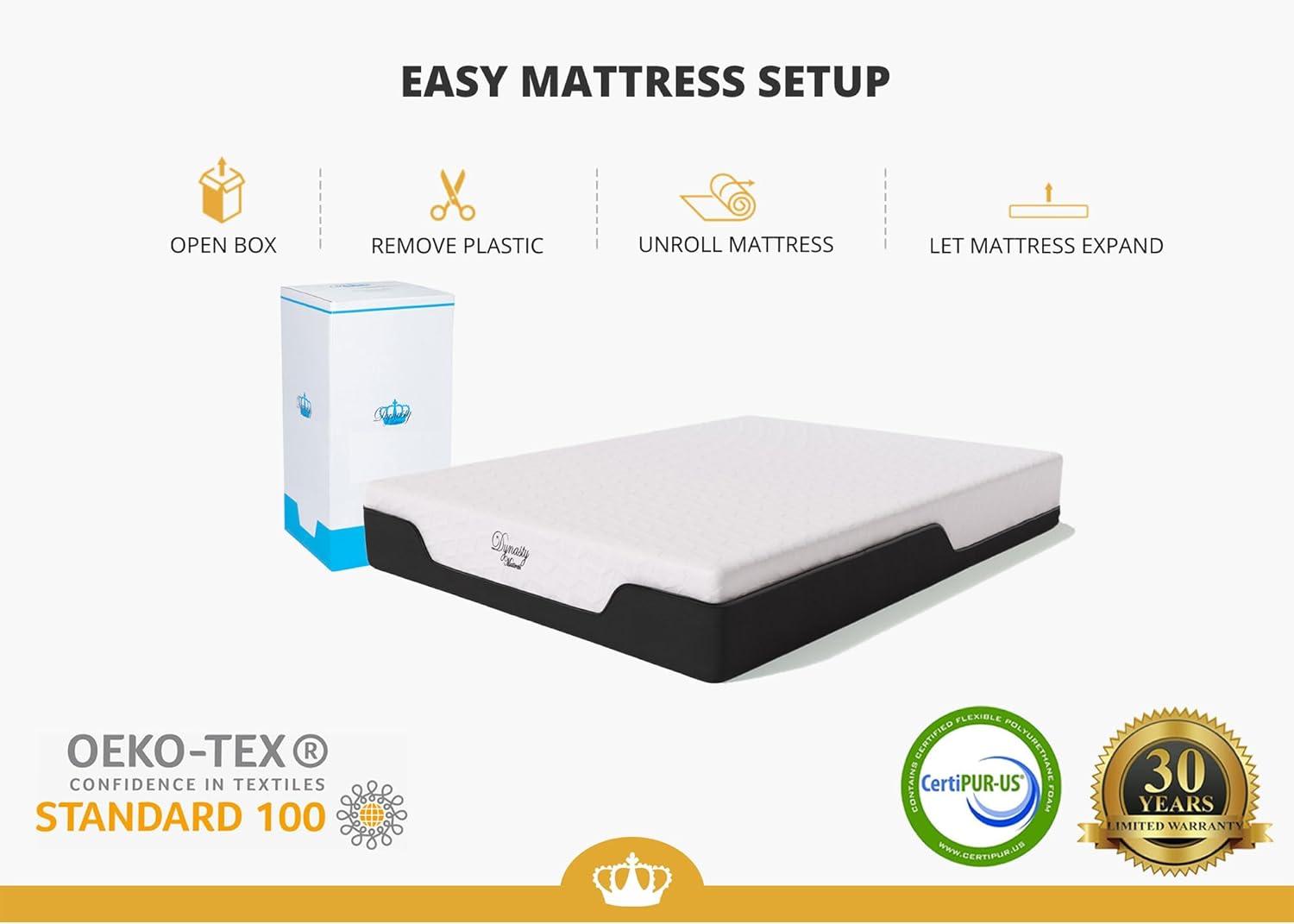 Dynasty Mattress 10'' Medium-Firm Gel Memory Foam Mattress