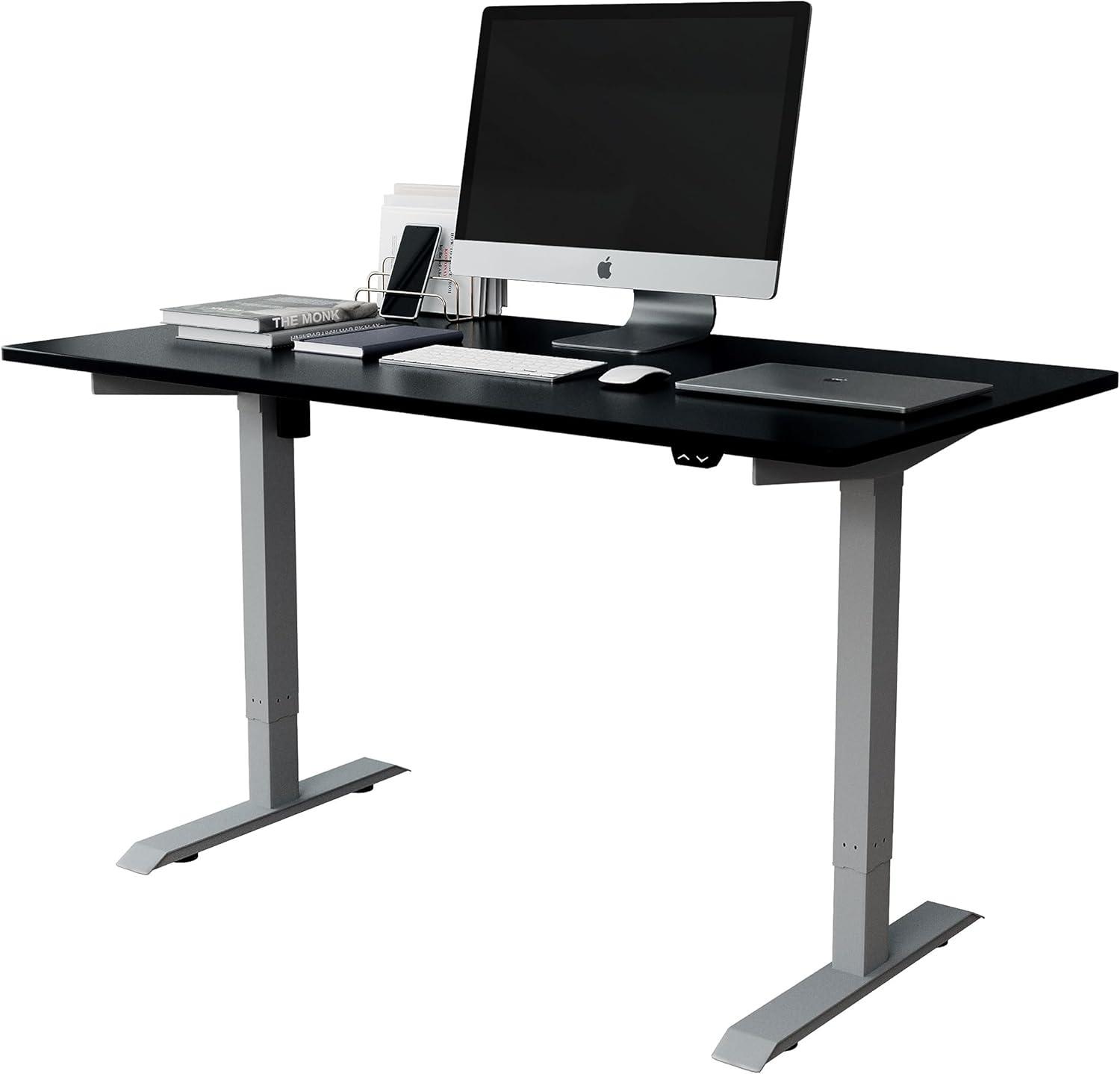 Techni Mobili 55" Electric Sit-to-Stand Desk in Black with Steel Frame