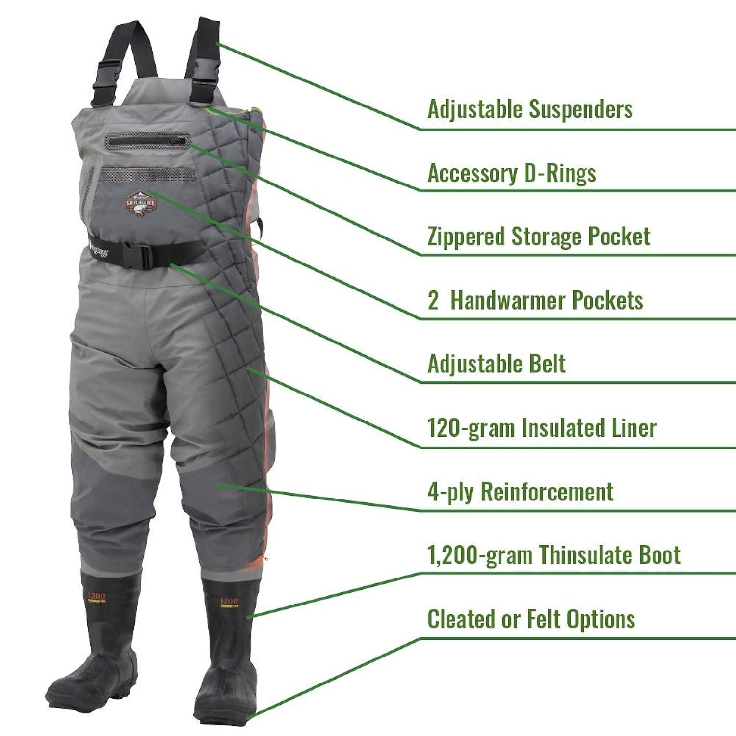 Frogg Toggs SteelHeader Reinforced Nylon Insulated BF Felt Wader | Slate/Gray | Size 12