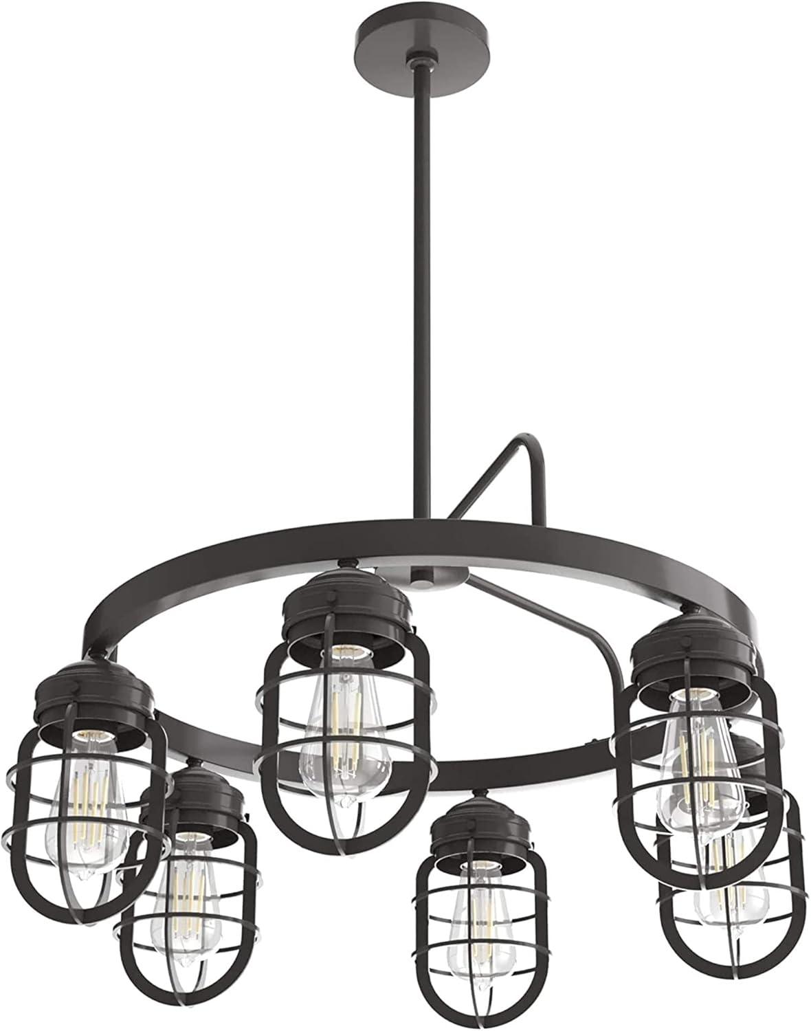 Starklake 6 - Light Unique / Statement Wagon Wheel Chandelier