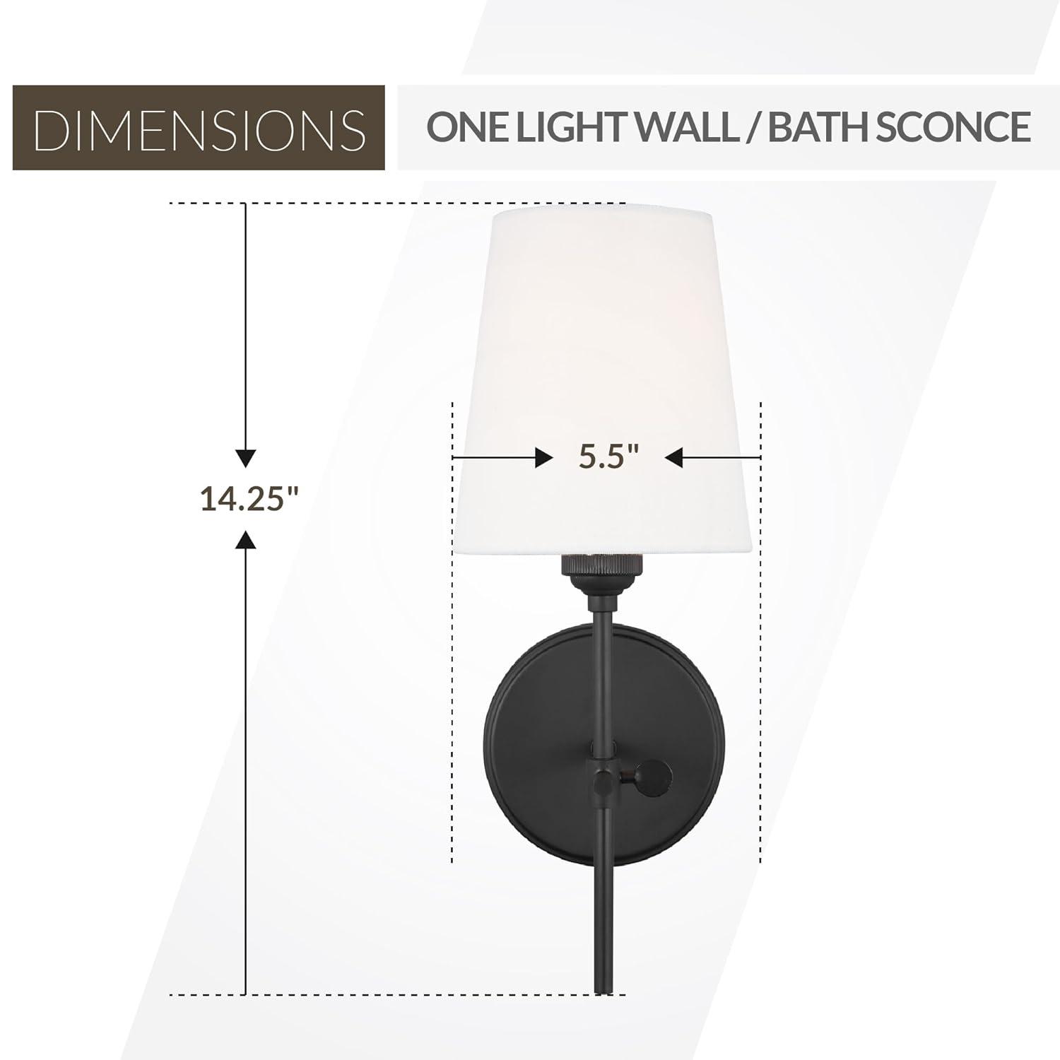 Generation Lighting 1-Light Baker Bath Fixture Wall Lamp Midnight Black 4187201-112 | Bathroom Light Fixture for Home Decor | Wall Sconce Vanity Light Fixture and Bathroom Accessory
