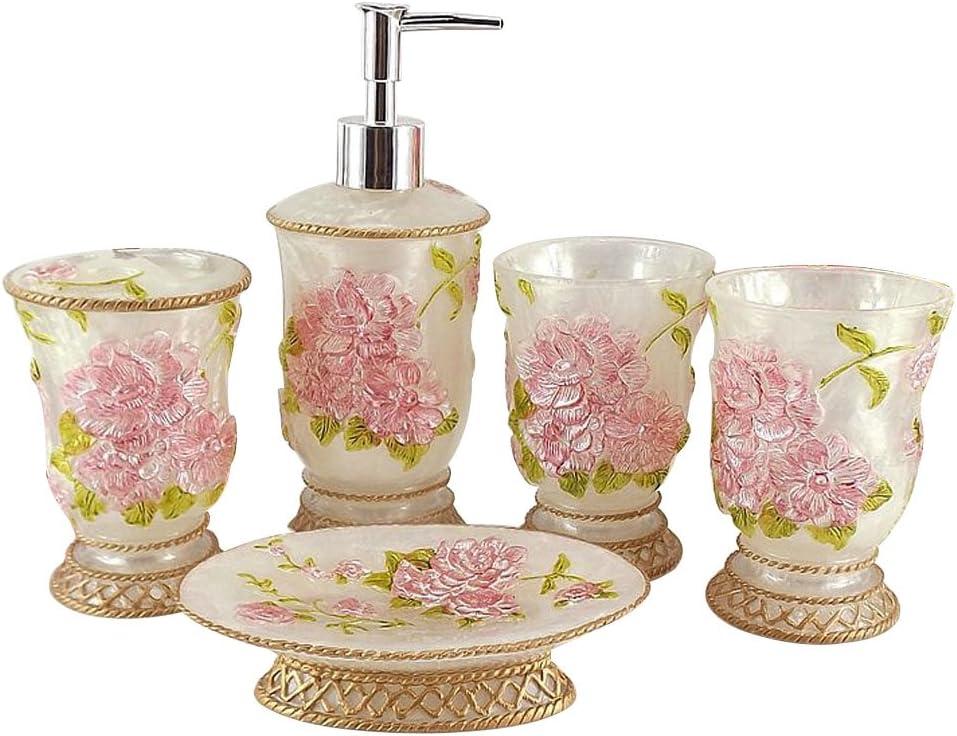 House of Hampton® Vintage Bathroom Accessories, 5Piece Bathroom Accessories Set, Bathroom Set Features, Soap Dispenser, Toothbrush Holder, Tumbler & Soap Dish - Bath Gift Set (Set of 4)