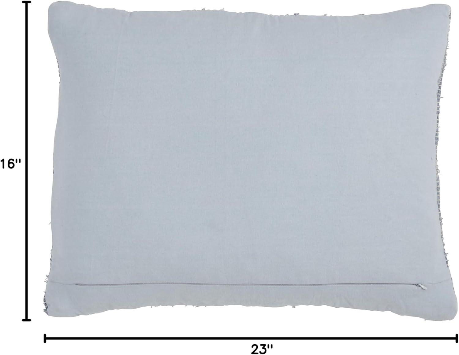 Denim Blue Cotton Rectangular Washable Throw Pillow Cover