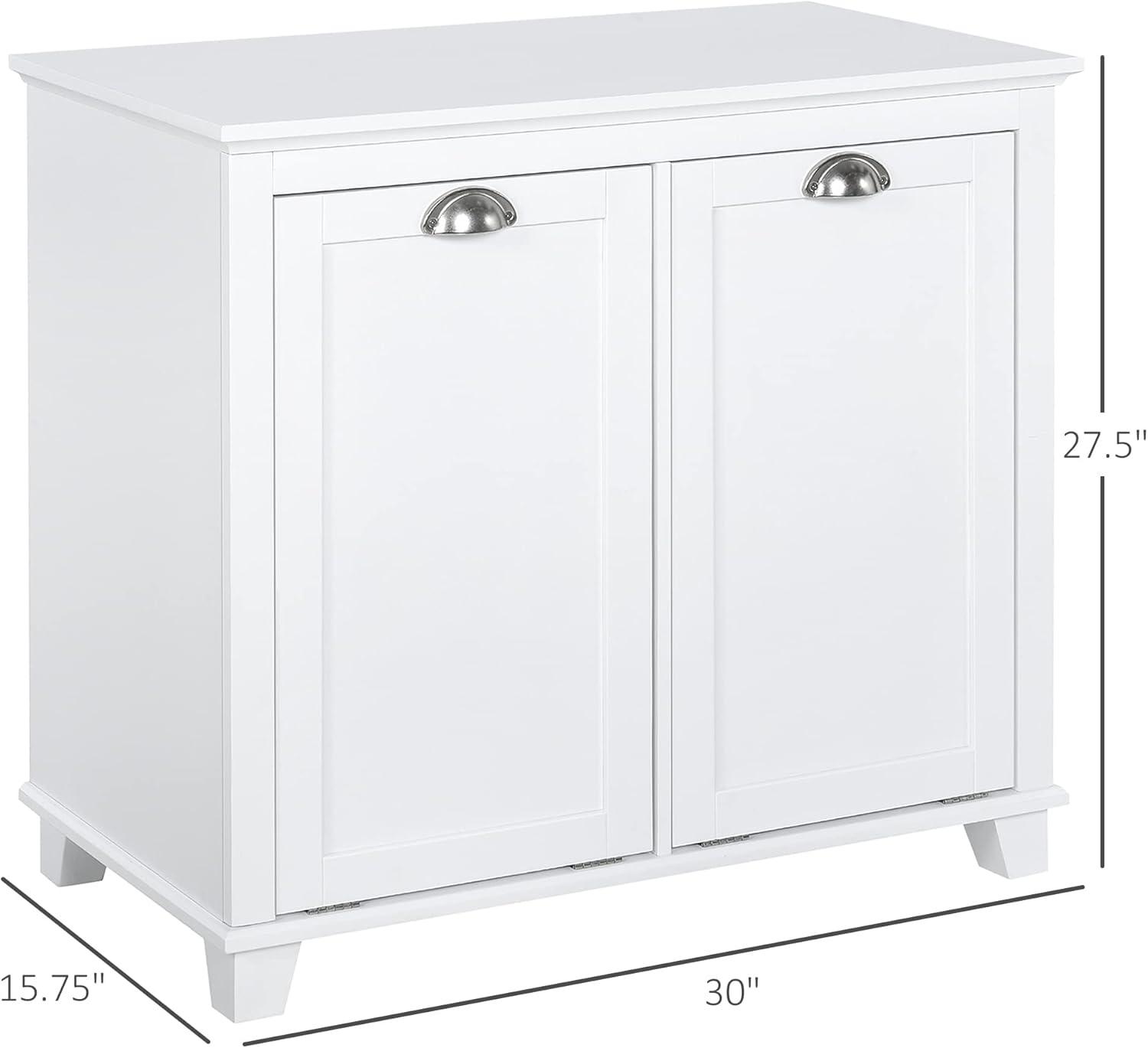 White Dual Tilt-Out Laundry Hamper Bathroom Cabinet