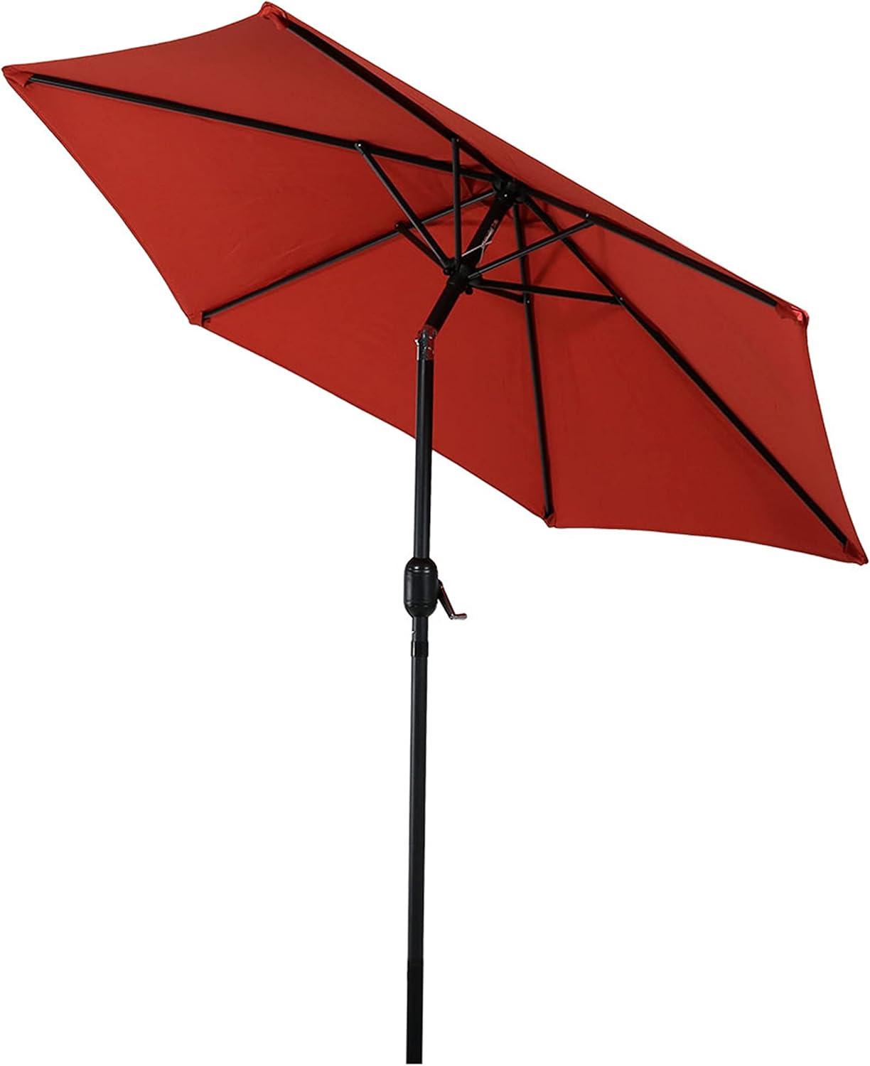 Sunnydaze Outdoor Aluminum Patio Table Umbrella with Polyester Canopy and Tilt and Crank Shade Control - 7.5' - Burnt Orange