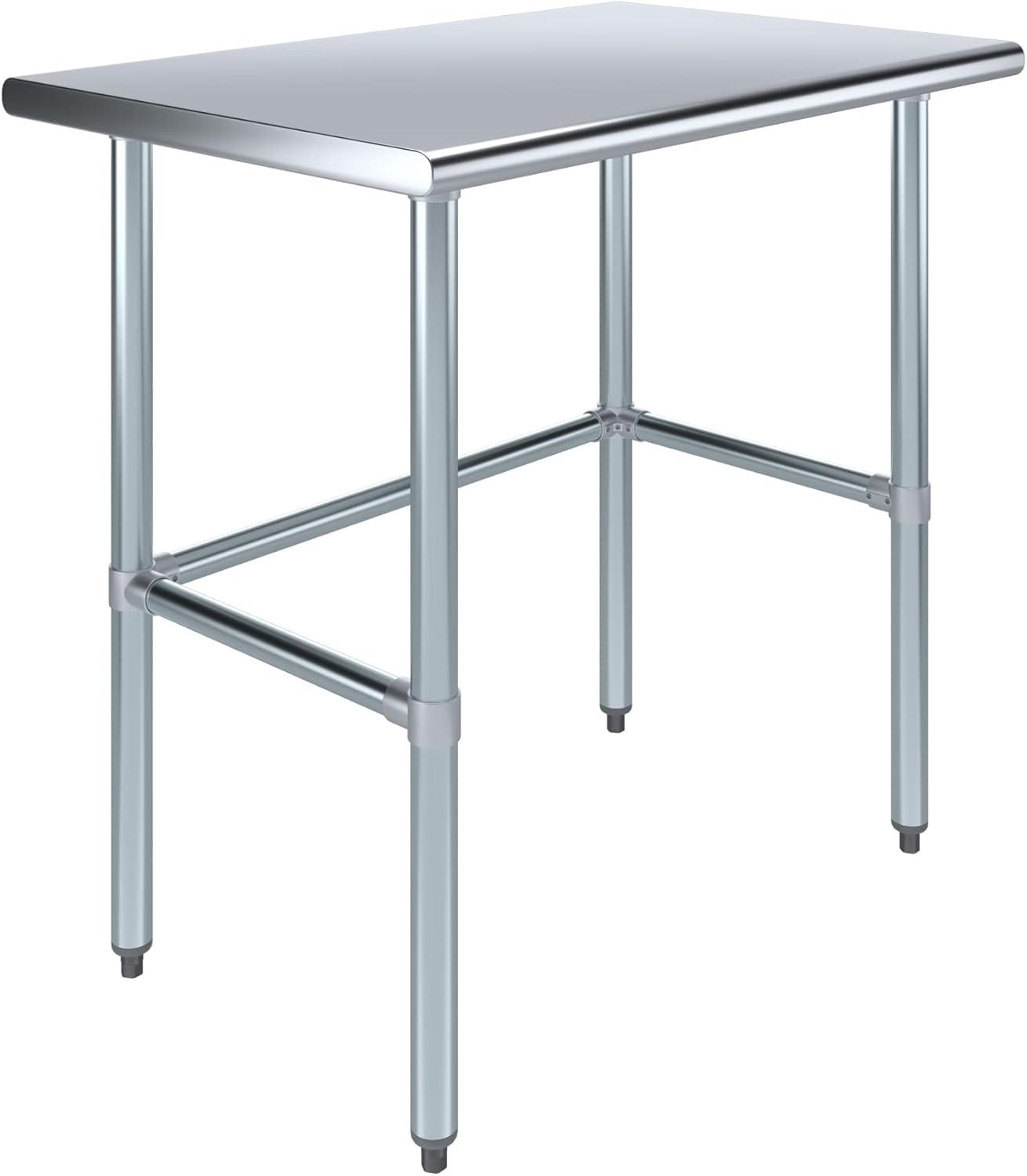 AmGood 24 in. x 36 in. Open Base Stainless Steel Work Table | Residential & Commercial