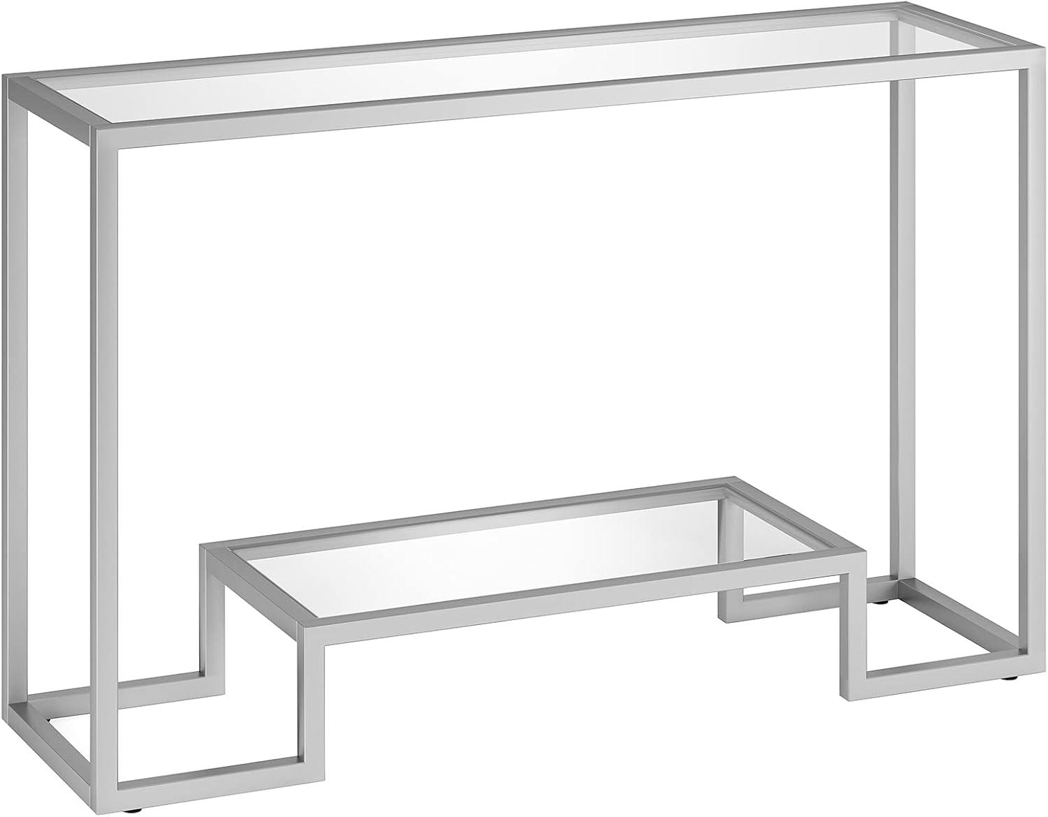 Henn&Hart 47" Satin Nickel Metal/Glass Console Table