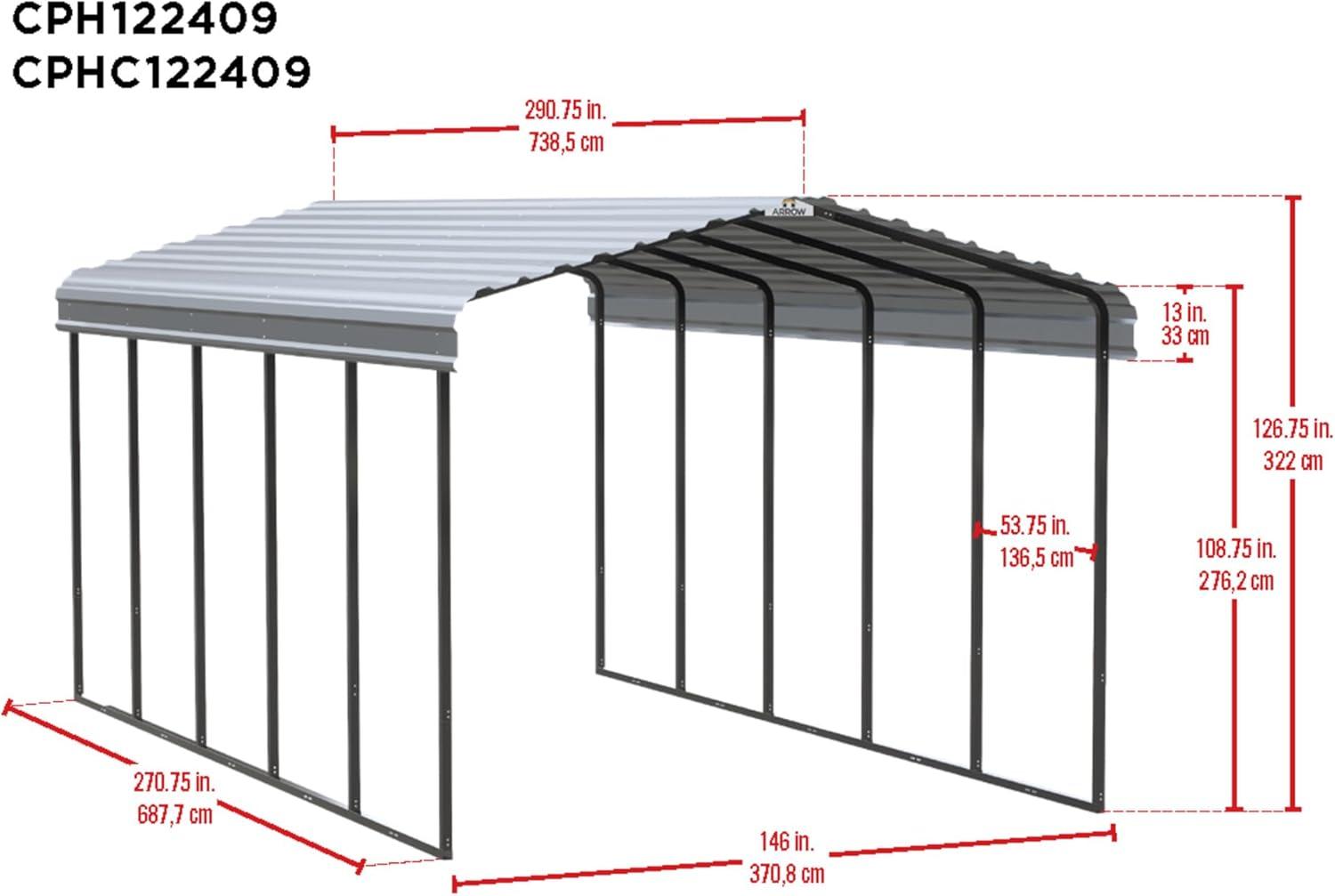 Arrow Arrow Carport, 12 ft. x 24 ft. x 9 ft.