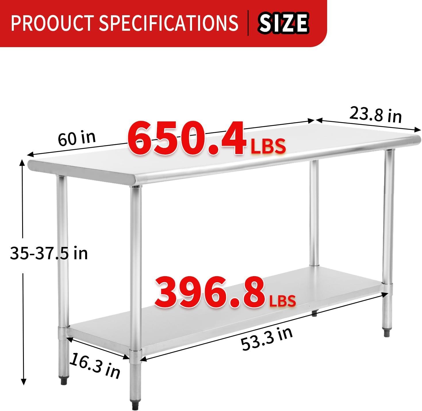 GRIDMANN 30" D x 34.5" H Stainless Steel Prep Station with Undershelf