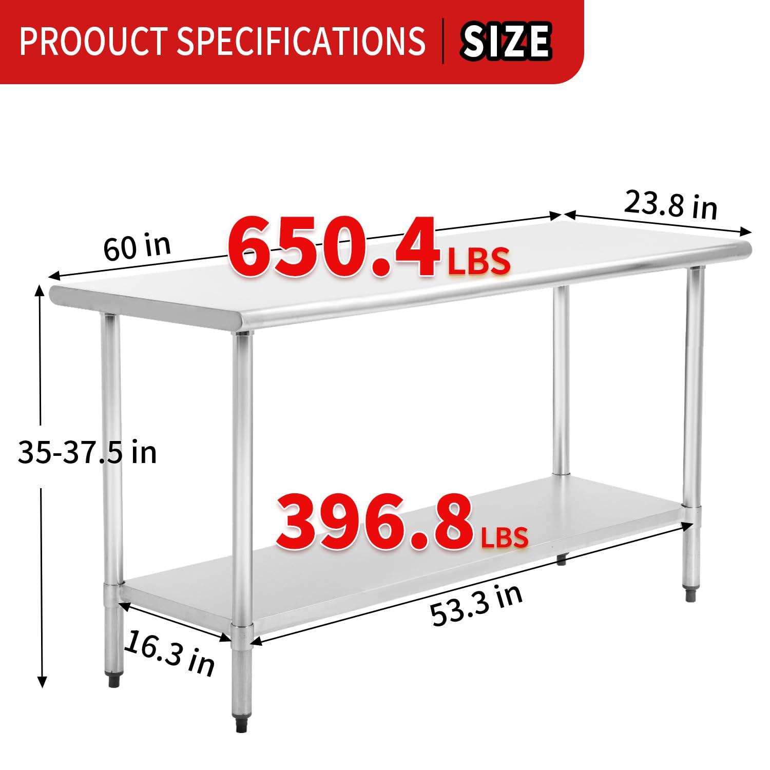 GRIDMANN 30" D x 34.5" H Stainless Steel Prep Station with Undershelf