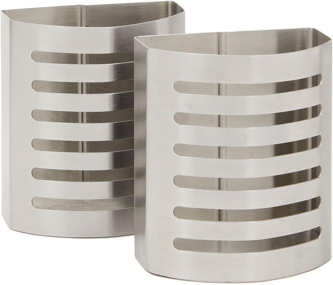 Stockroom Plus 2 Pack Stainless Steel Magnetic Pencil Holder for Desk (3.25 x 1.75 x 3.5 in) Grey