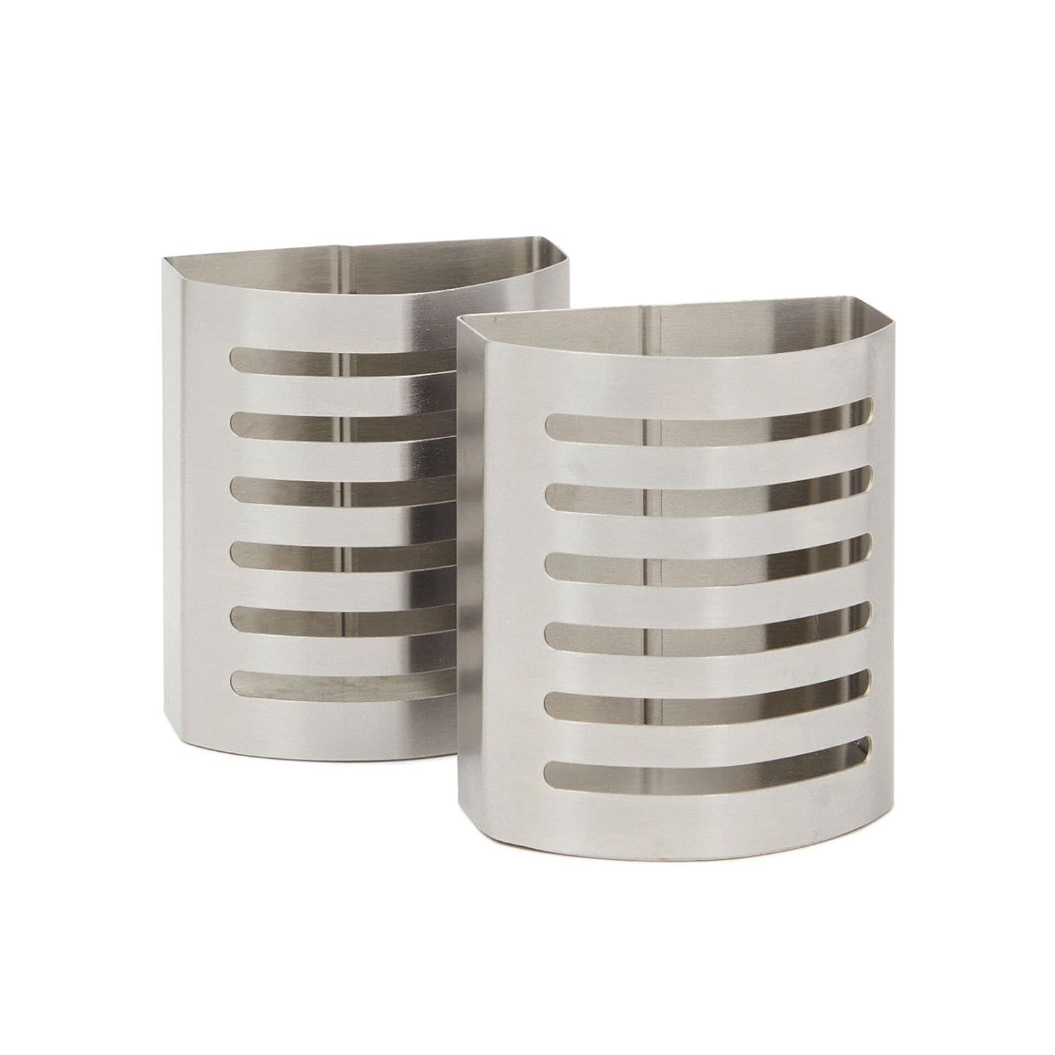 Stockroom Plus 2 Pack Stainless Steel Magnetic Pencil Holder for Desk (3.25 x 1.75 x 3.5 in) Grey