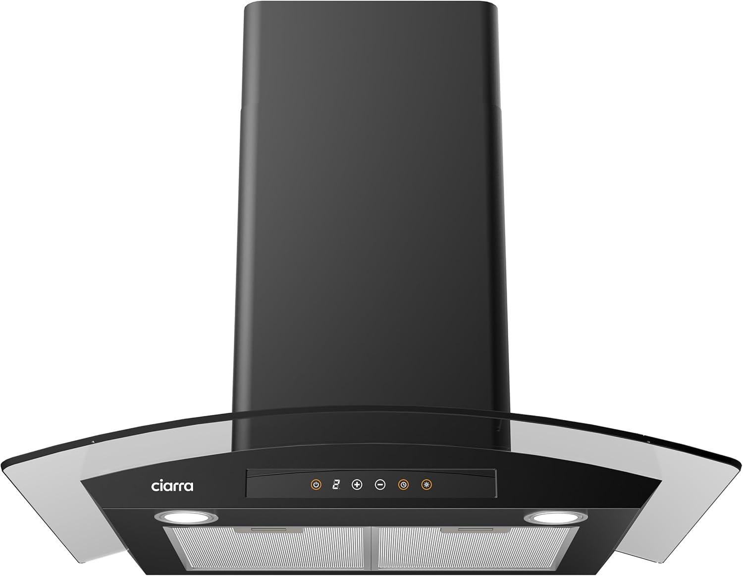 CIARRA Wall Mount Range Hood 30 inch with Tempered Glass Black Vent Hood CAB50275