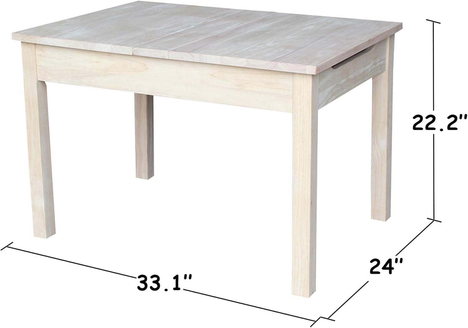 Eco-Friendly Mission Style Unfinished Wood Kids' Craft Table with Storage