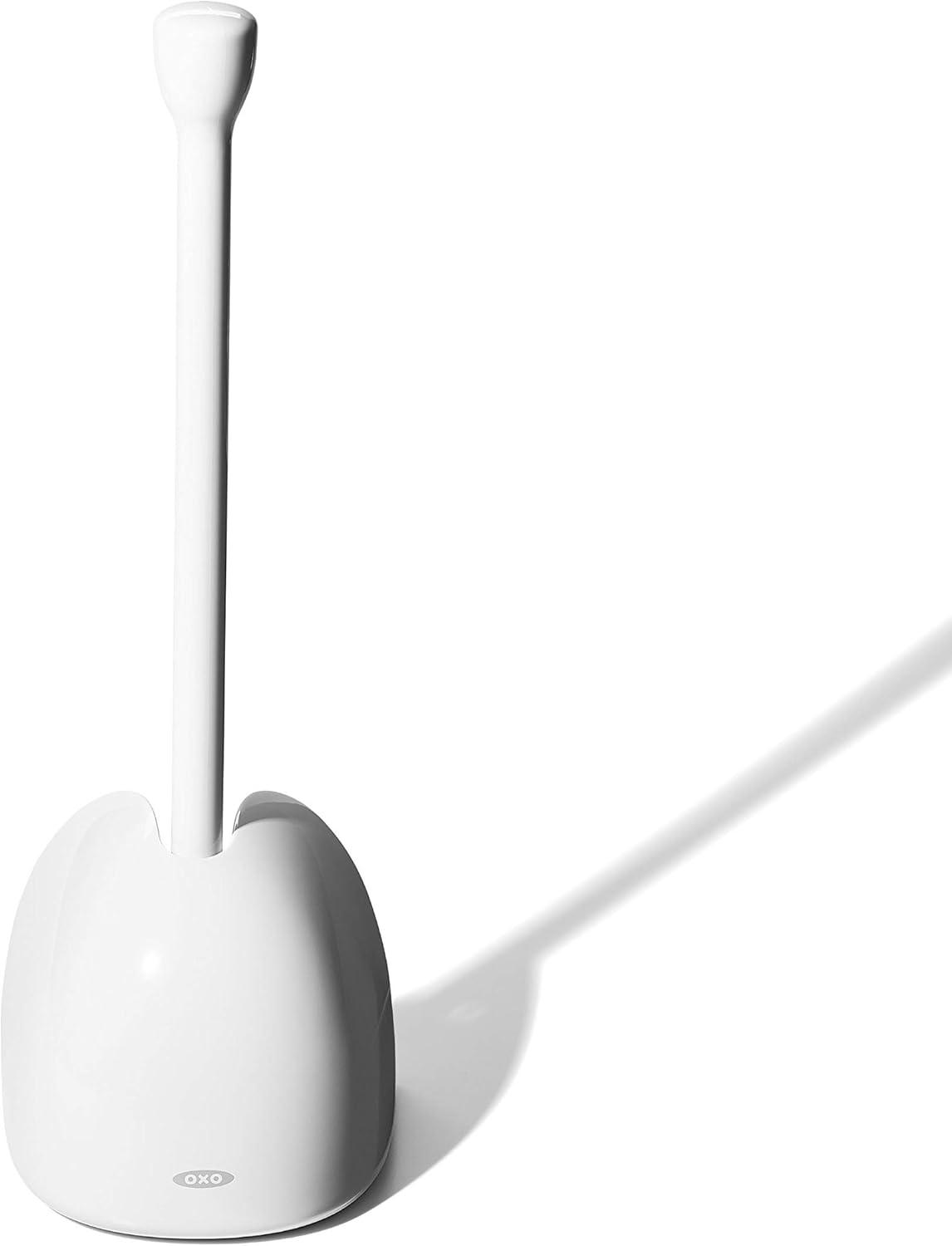 White Manual Toilet Plunger with Cover Set