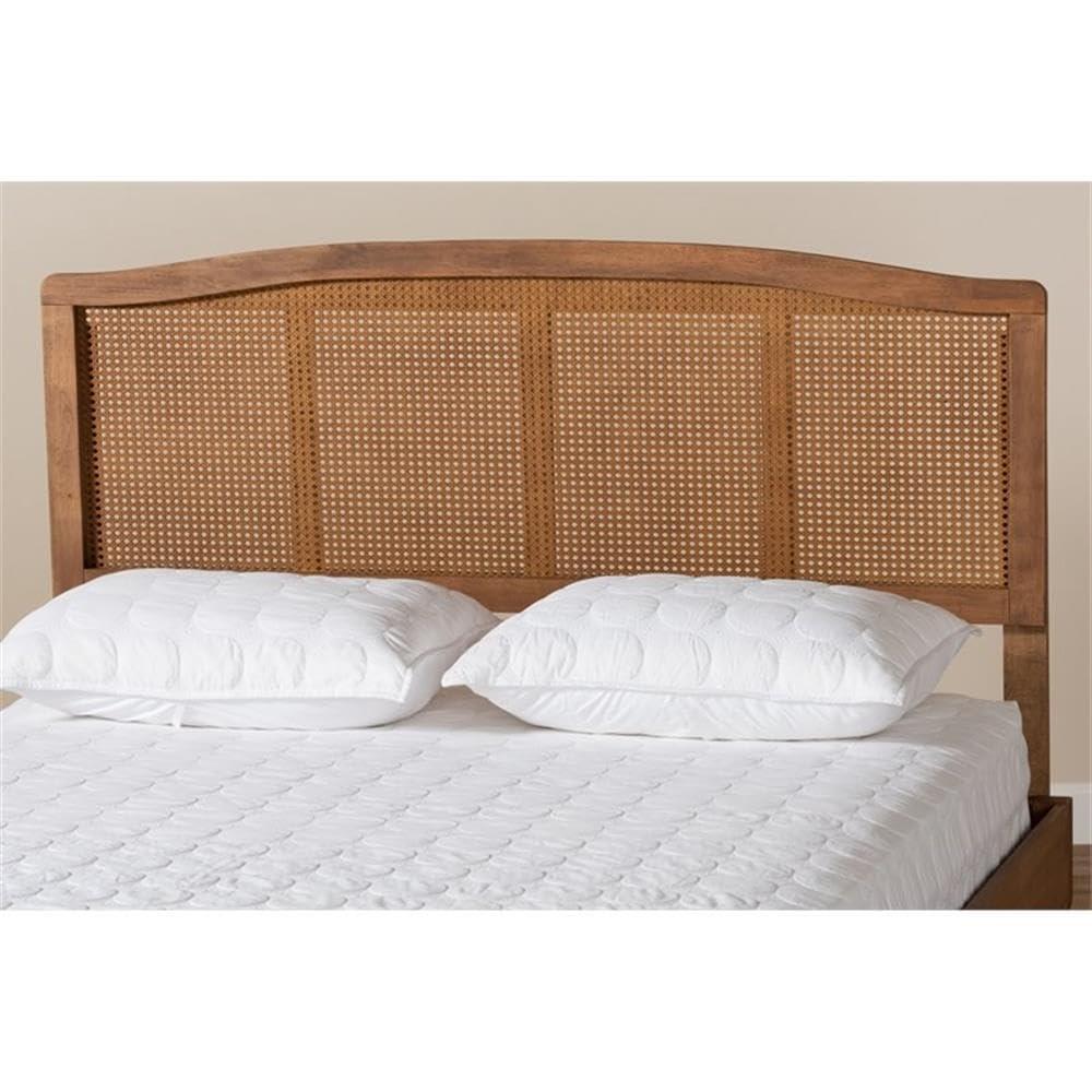 Bayou Breeze Amid a mid-century modern design, Auren's queen size headboard is crafted of wood, synthetic rattan, and ash walnut finished