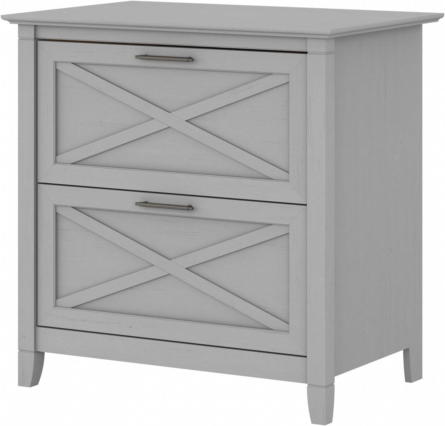 Cape Cod Gray Coastal 2-Drawer Legal File Cabinet with X-Pattern