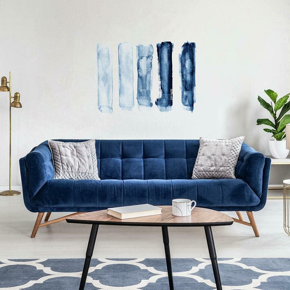 Brush Strokes Peel and Stick Giant Wall Decal Blue - RoomMates: Vinyl Abstract Modern Decor, Self-Adhesive