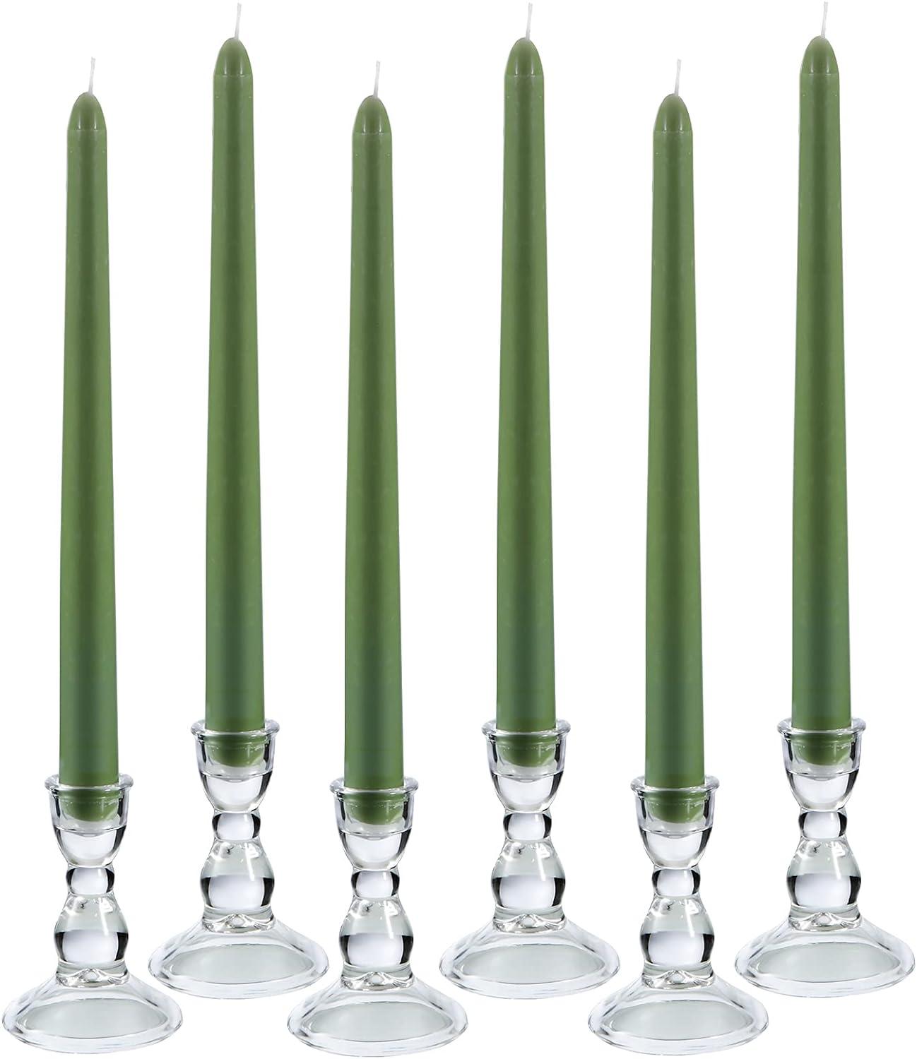 Clear Glass Taper Candle Holders Set of 6 for Tabletop