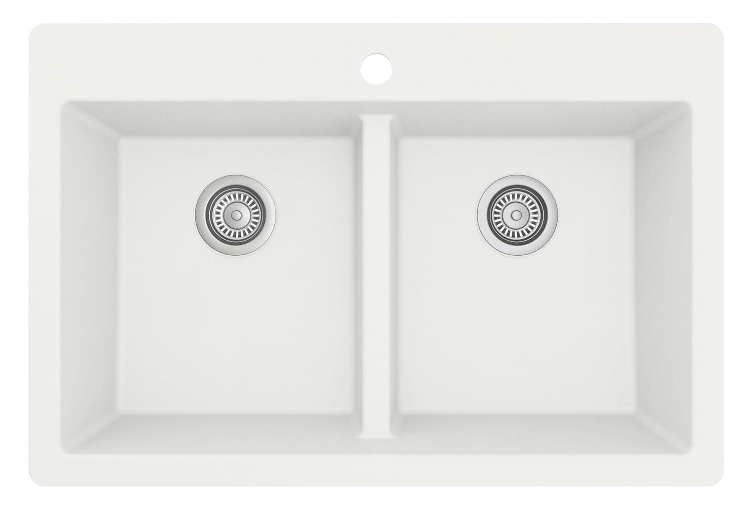 Karran Quartz 33'' X 22'' 50/50 Double Bowl Composite Drop-in Kitchen Sink