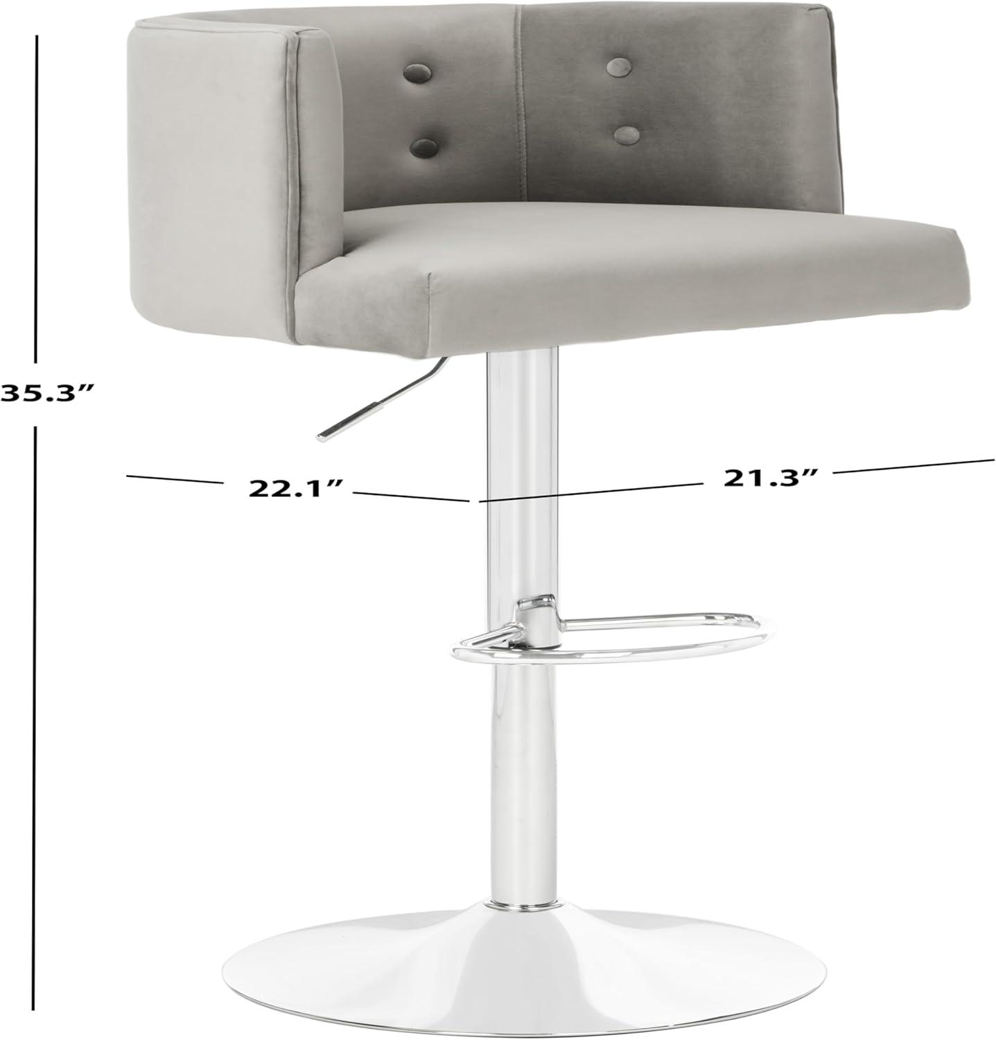 Transitional Adjustable Swivel Bar Stool in Light Gray Wood