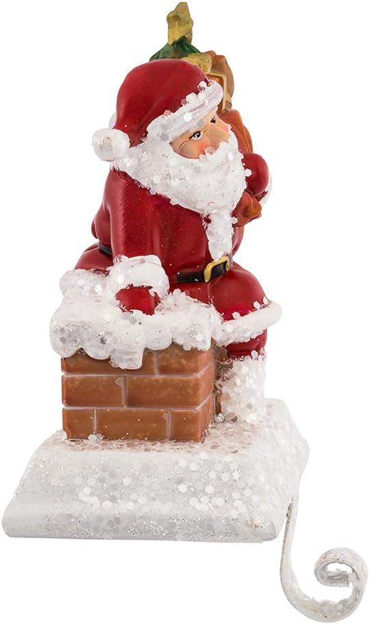 Kurt Adler Resin Santa with Gift Box Stocking Holder, 6.5-Inch