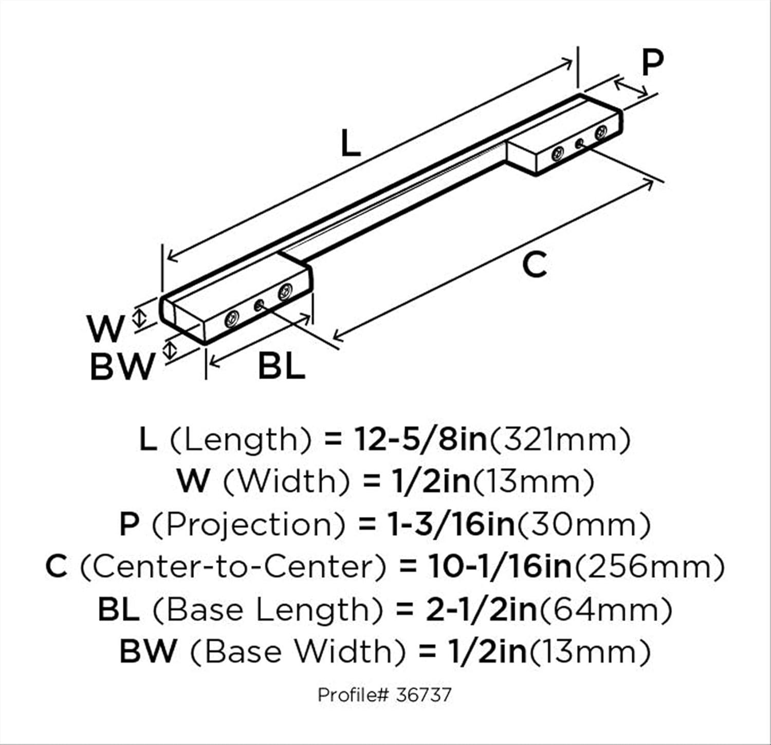 Separa 12.63'' Brushed Nickel Modern Cabinet Pull