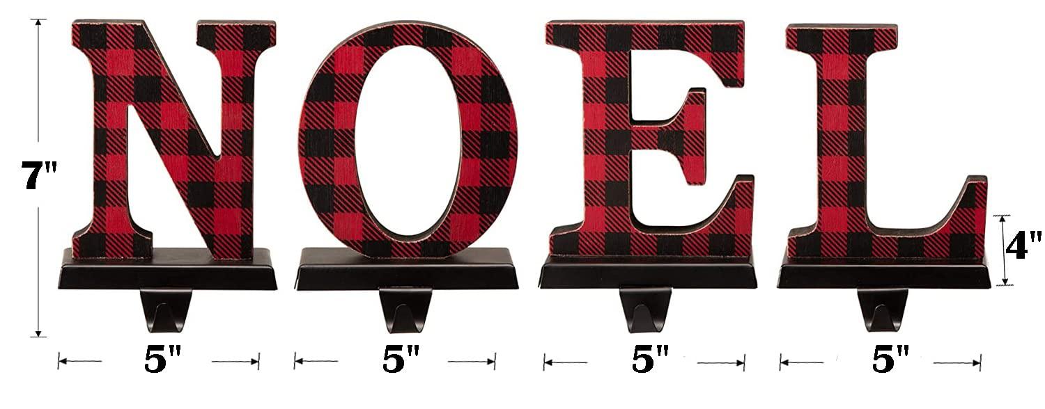 Glitzhome 6.75" H LED Light Gingerbread House Christmas Stocking Holder,Metal Xmas Hanging Hooks Stocking Hanger Battery Operated Stocking Holders for Fireplace Mantle Seasonal Decor