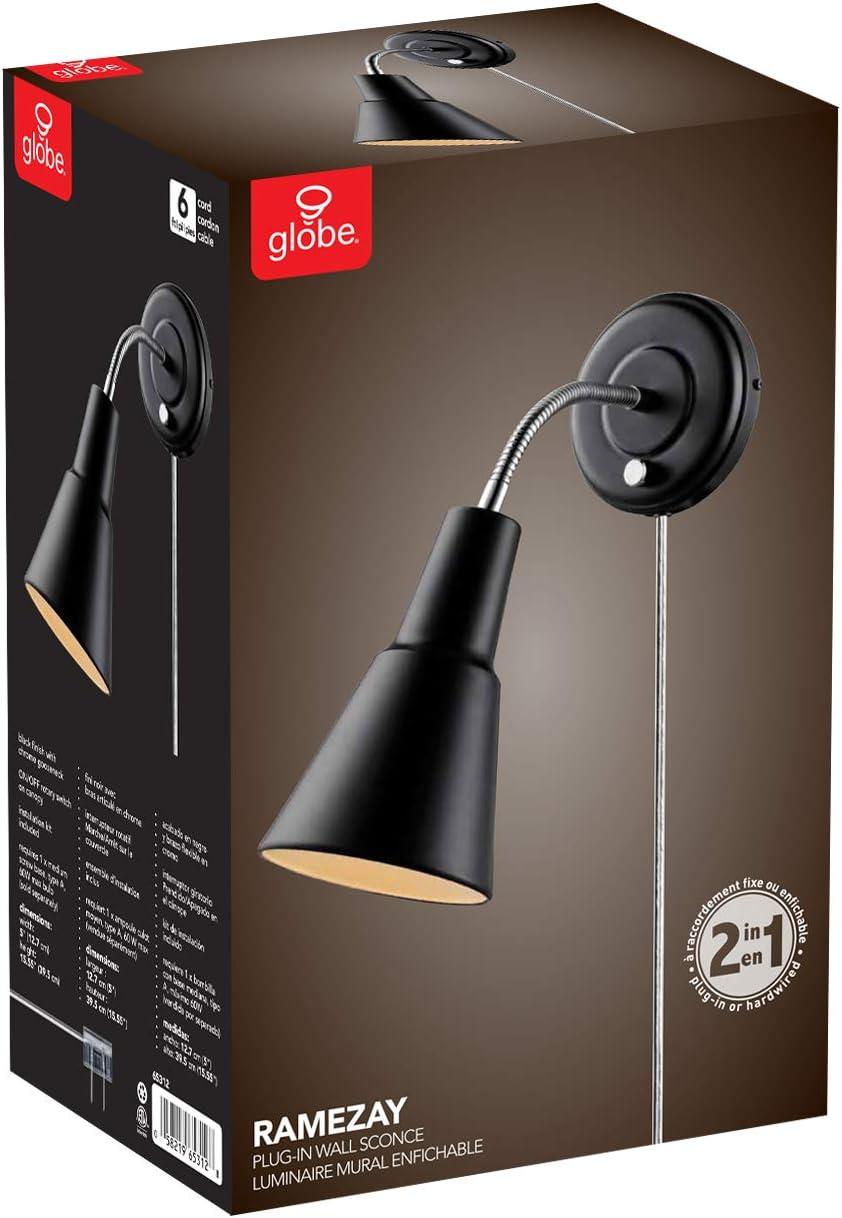 Globe Electric Ramezay 1-Light Matte Black Modern Wall Sconce