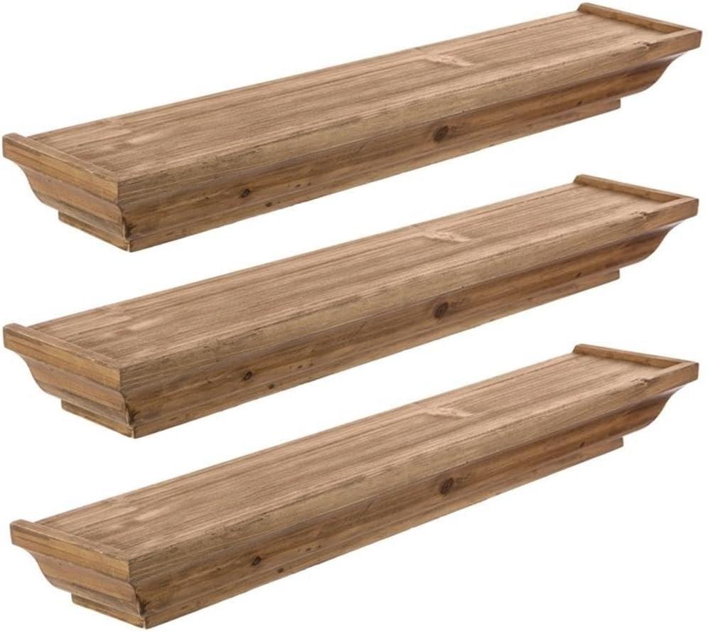 Muskoka Fitz Wooden Floating Shelves - Set Of 3, Sizes 24",Walnut - Perfect For Displaying Precious Frames Of Memory, Decorative Pieces For Home, Office, And Restaurant