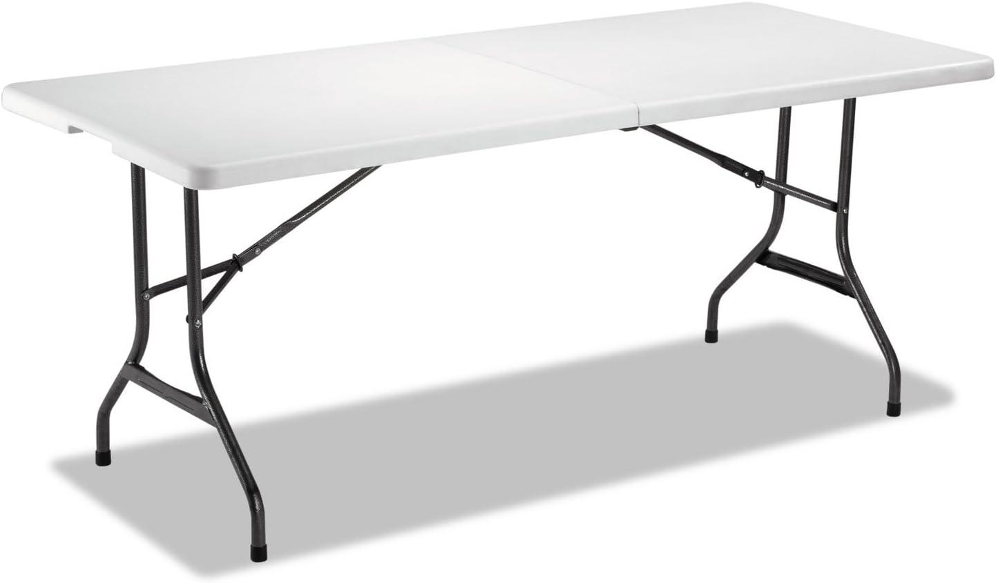 71" Antracite Black Steel Folding Patio Table with Casters