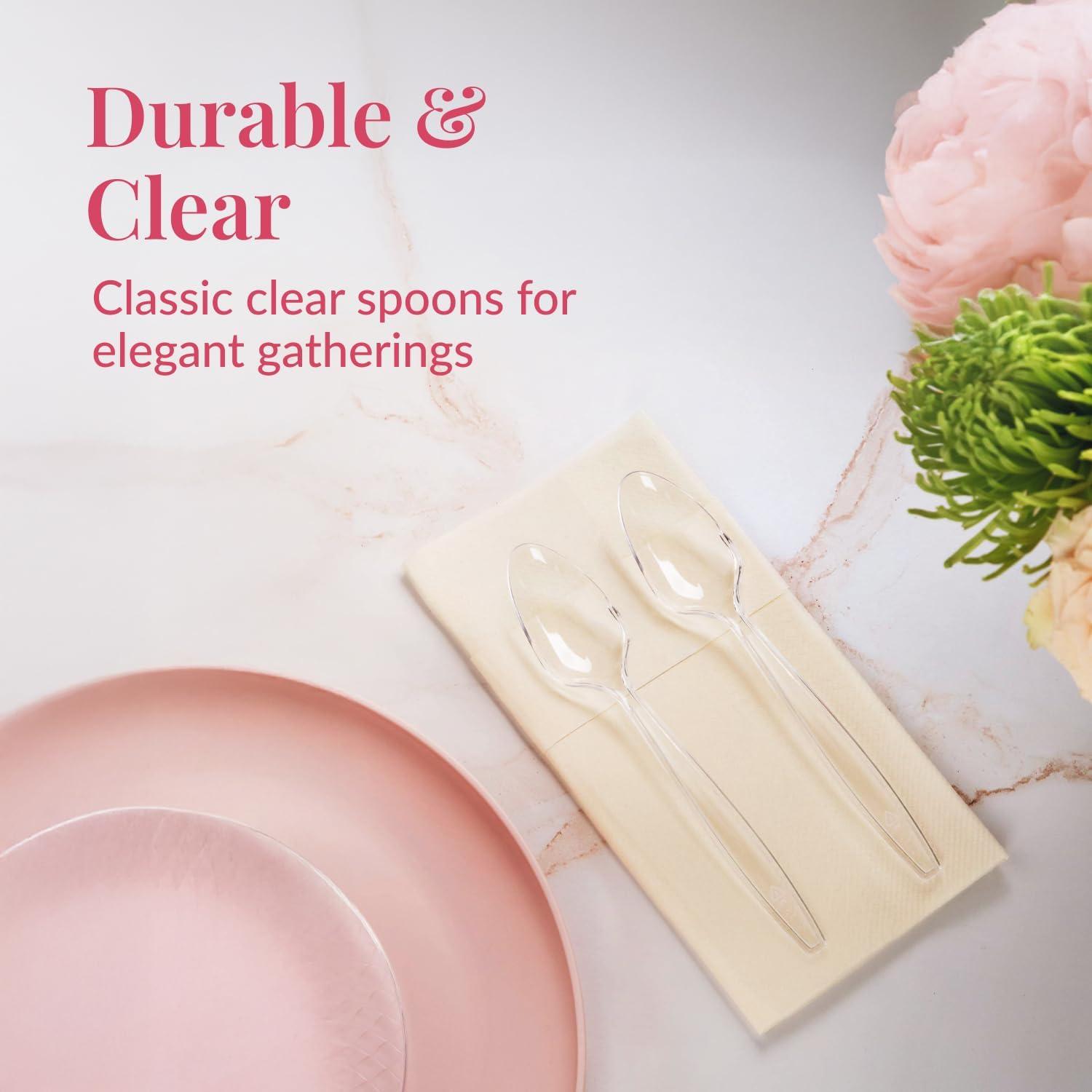 Elegant Clear Heavy-Duty Plastic Disposable Spoons Pack