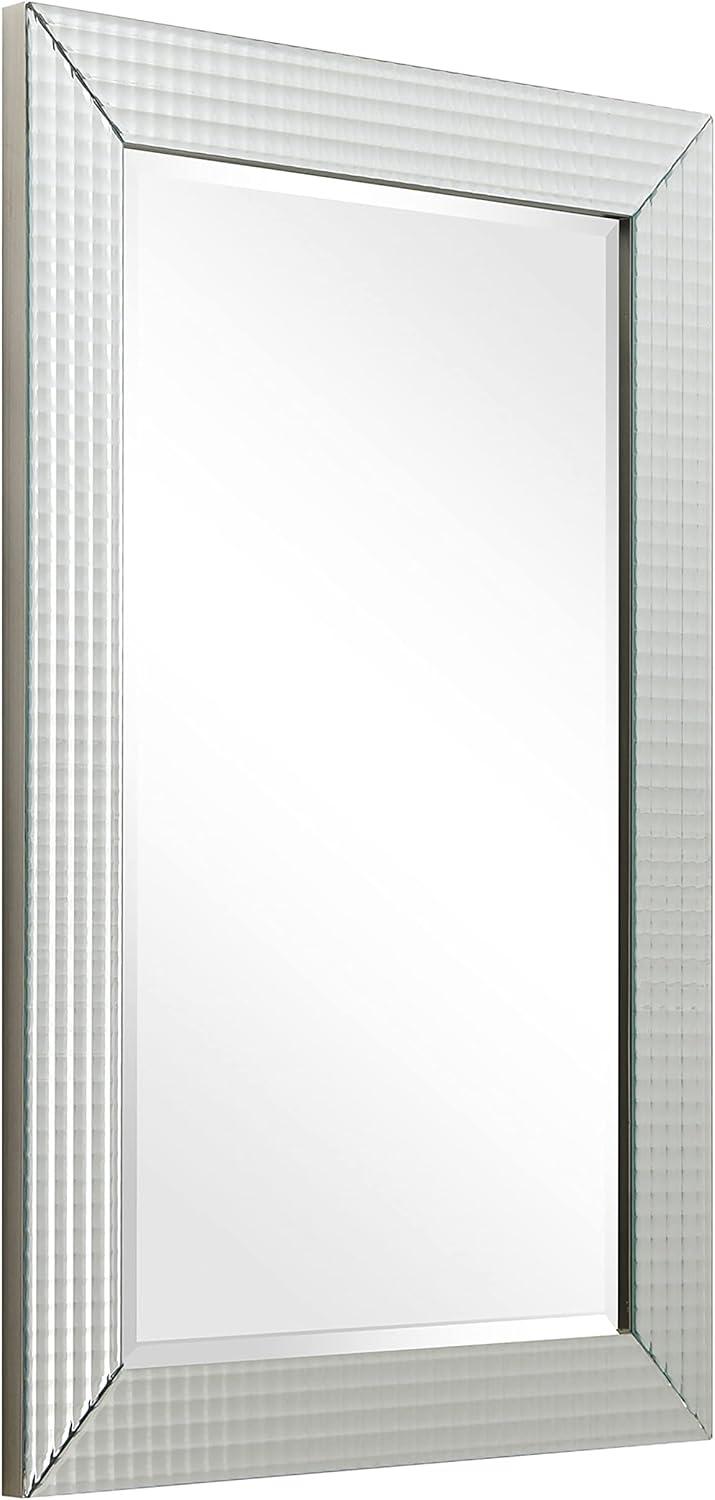 24" x 36" Beveled Rectangular Wall Mirror with Textured Glass Frame