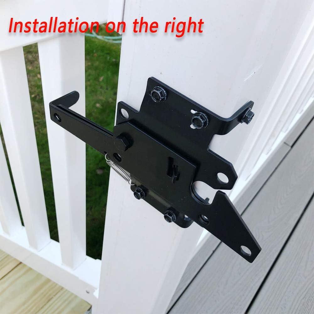 Heavy Duty Automatic Gate Latch for Wooden Fences,Self Locking Metal Gates for Vinyl Fence Outswinging Pool Gate Door Latches, Black