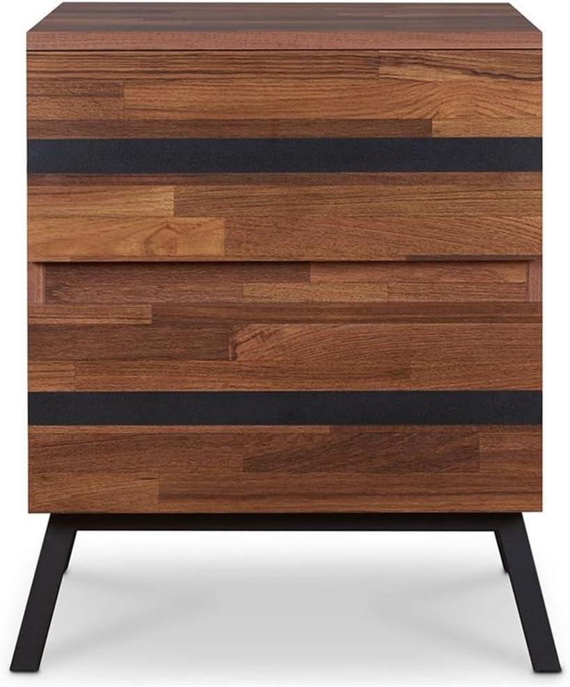 18" Karine Accent Table Walnut/Black - Acme Furniture: Modern Rectangular Side Table with Drawer & Tapered Legs