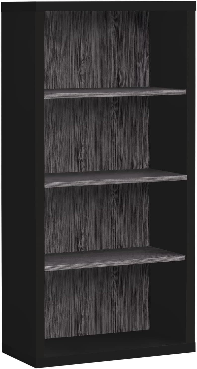 Contemporary Black and Gray Laminate 48" Adjustable Bookshelf