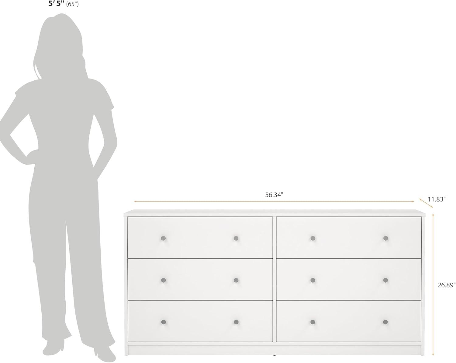 Tvilum Portland 6 Drawer Double Dresser, White
