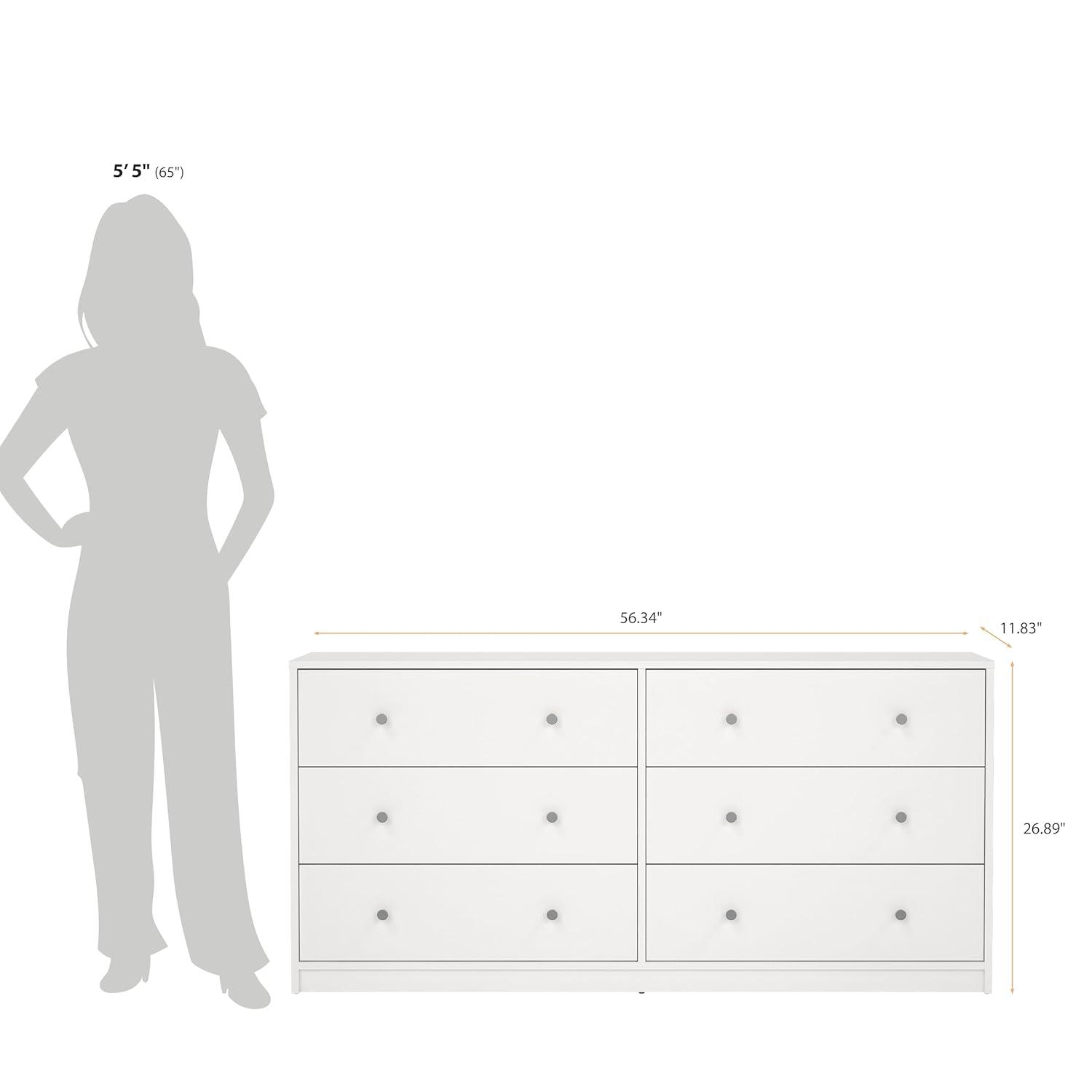 Tvilum Portland 6 Drawer Double Dresser, White
