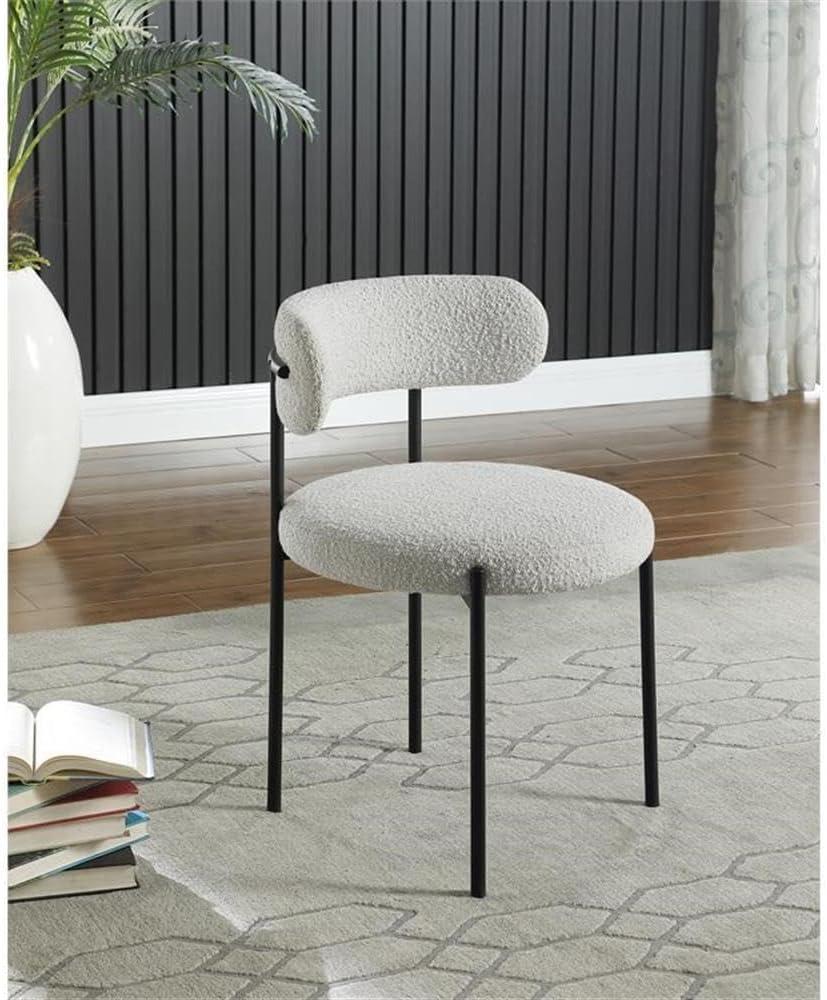 Beacon Cream Boucle Fabric Dining Chair with Black Metal Frame, Set of 2