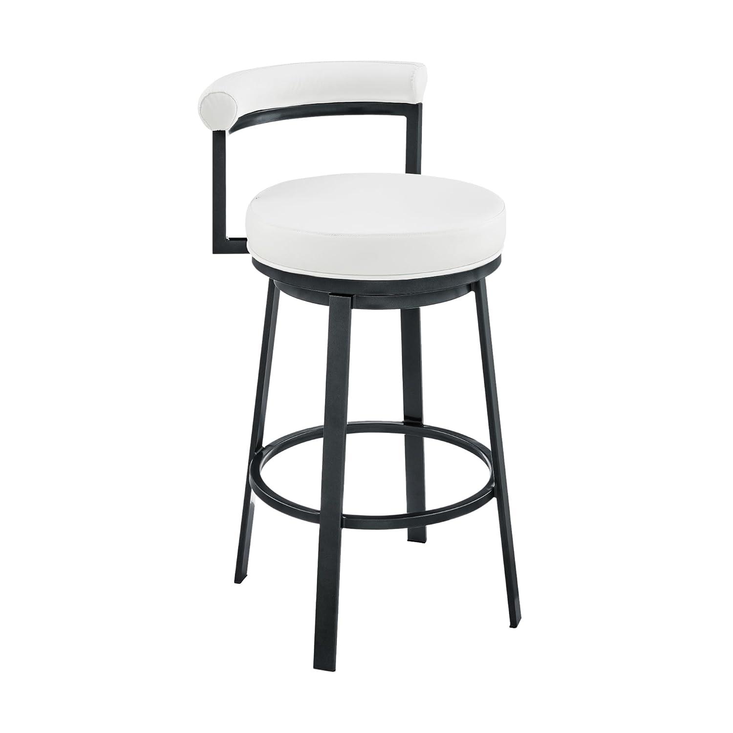 Armen Living Indoor Natya Swivel Counter or Bar Stool in Mocha Finish with Brown Faux Leather