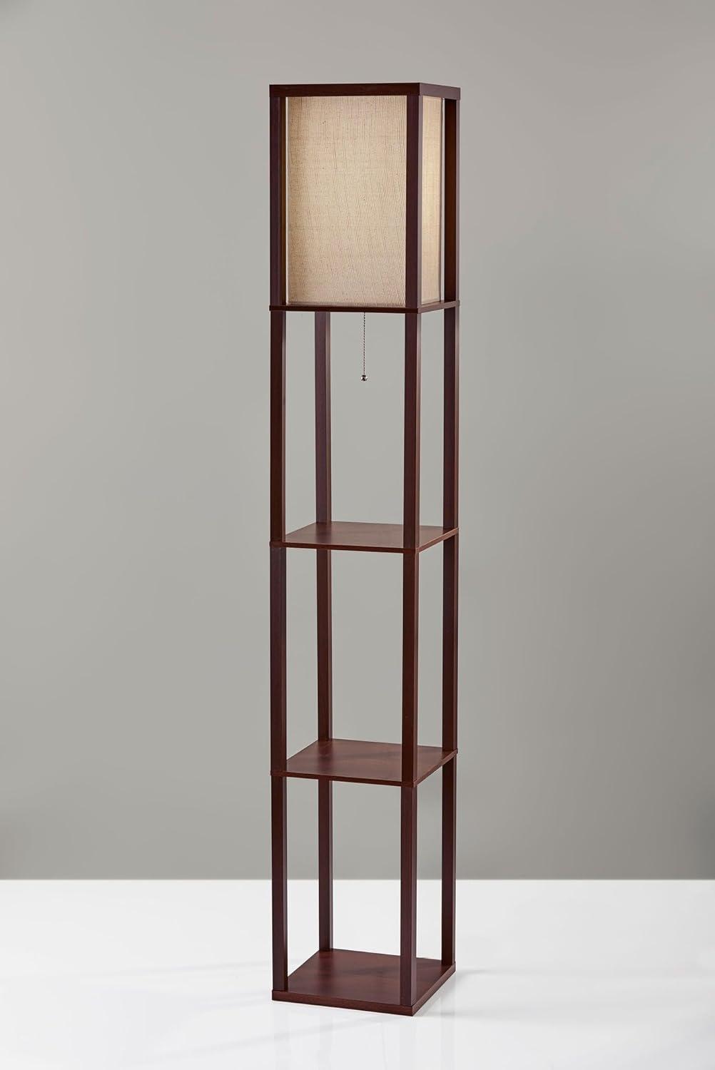 63" Wright Shelf Floor Lamp - Adesso: Black Walnut, Pull Chain, Storage Display