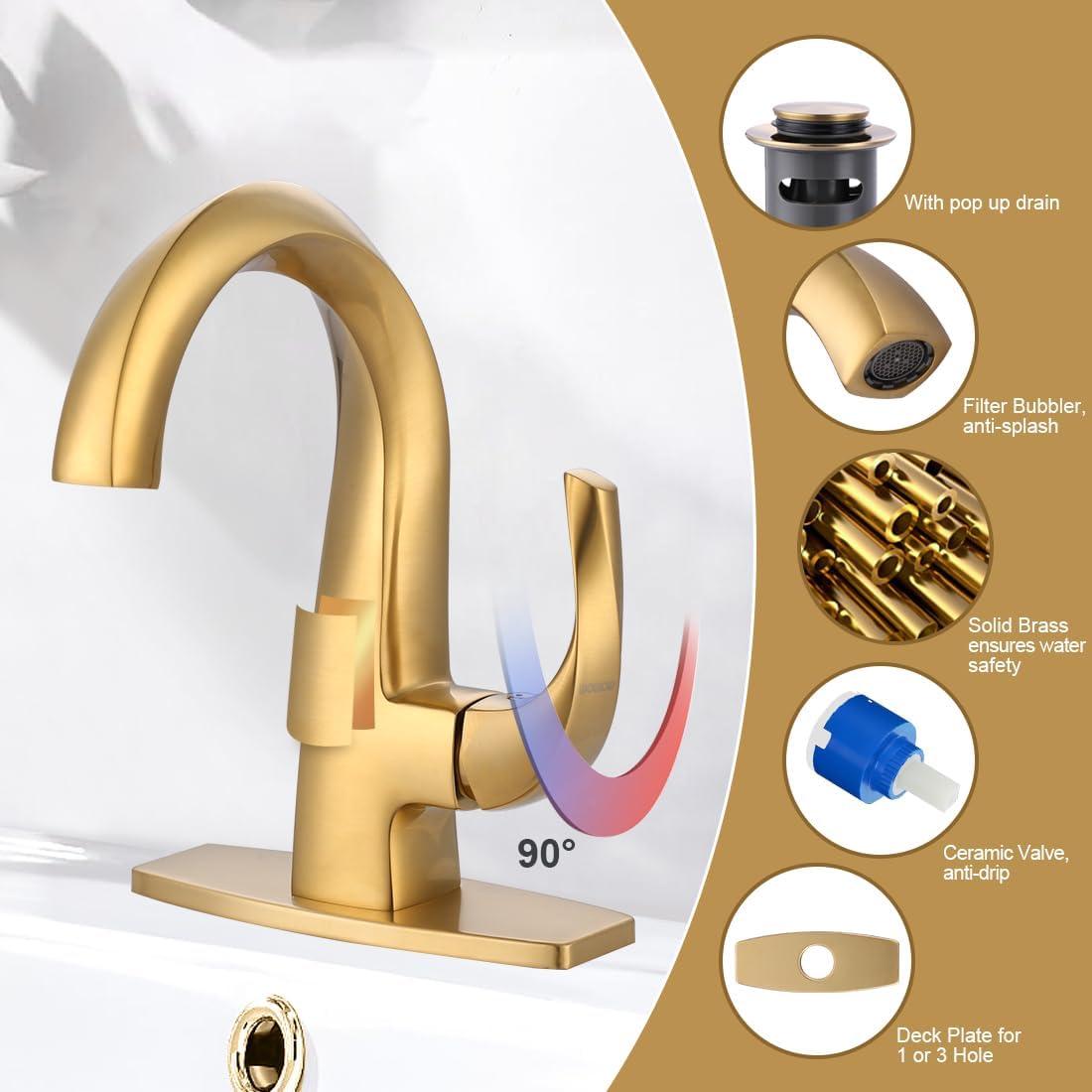 Single-Hole Single-handle Bathroom Faucet with Drain Assembly