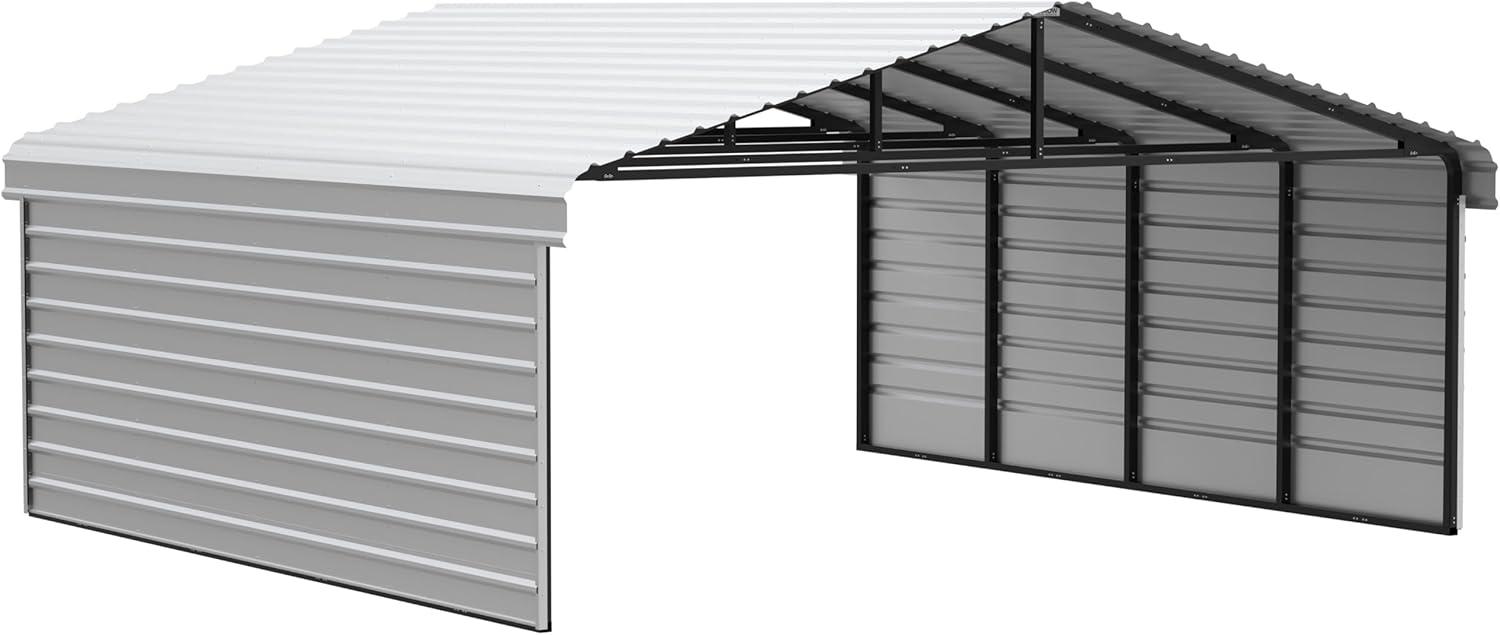 Arrow Arrow Steel Carport with 2 Side Wall Kits, 20x20x09