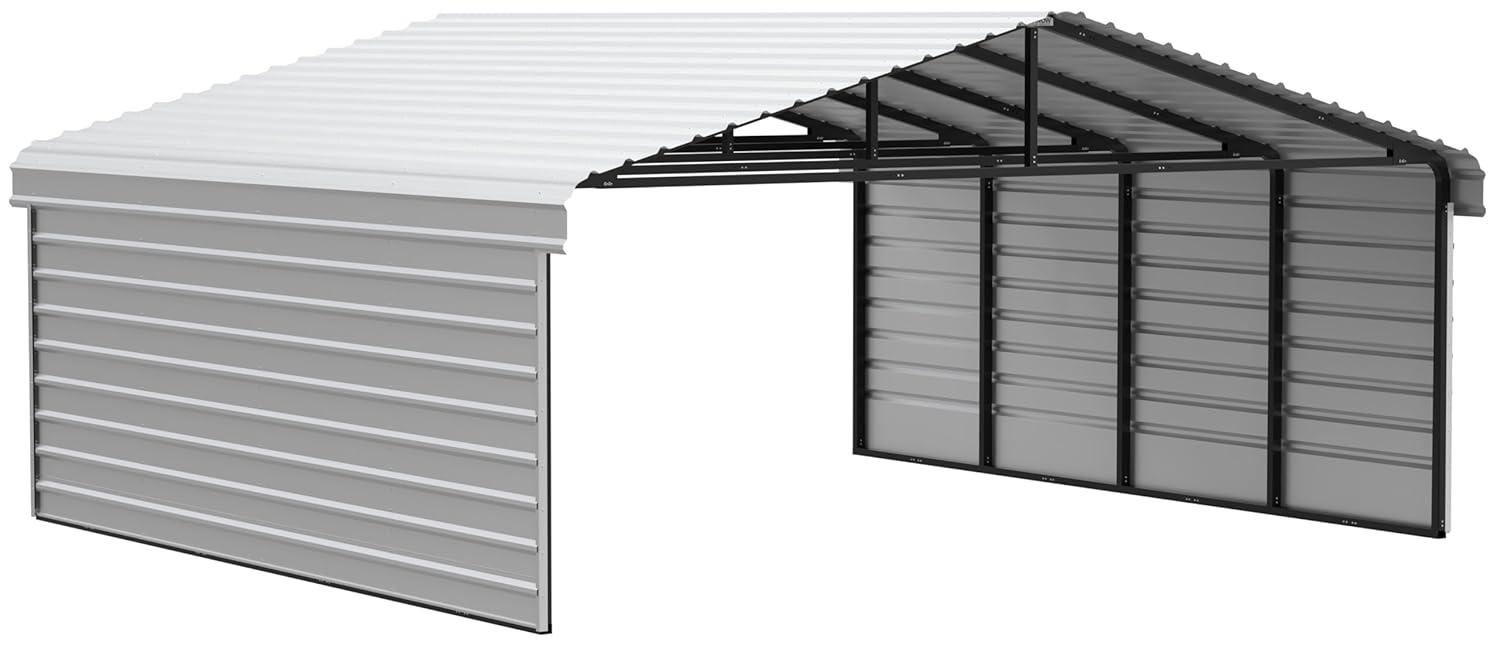 Arrow Arrow Steel Carport with 2 Side Wall Kits, 20x20x09