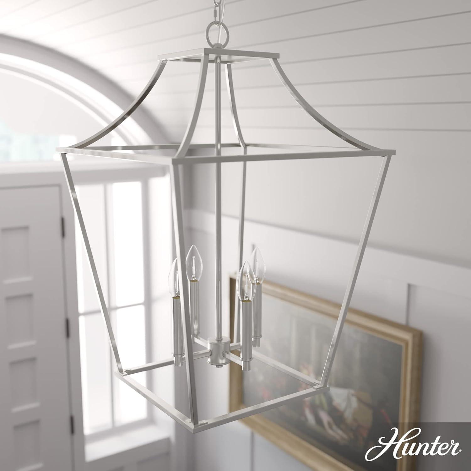 Hunter 18 inch Laurel Ridge Brushed Nickel 4 Light Lantern Pendant Ceiling Light Fixture