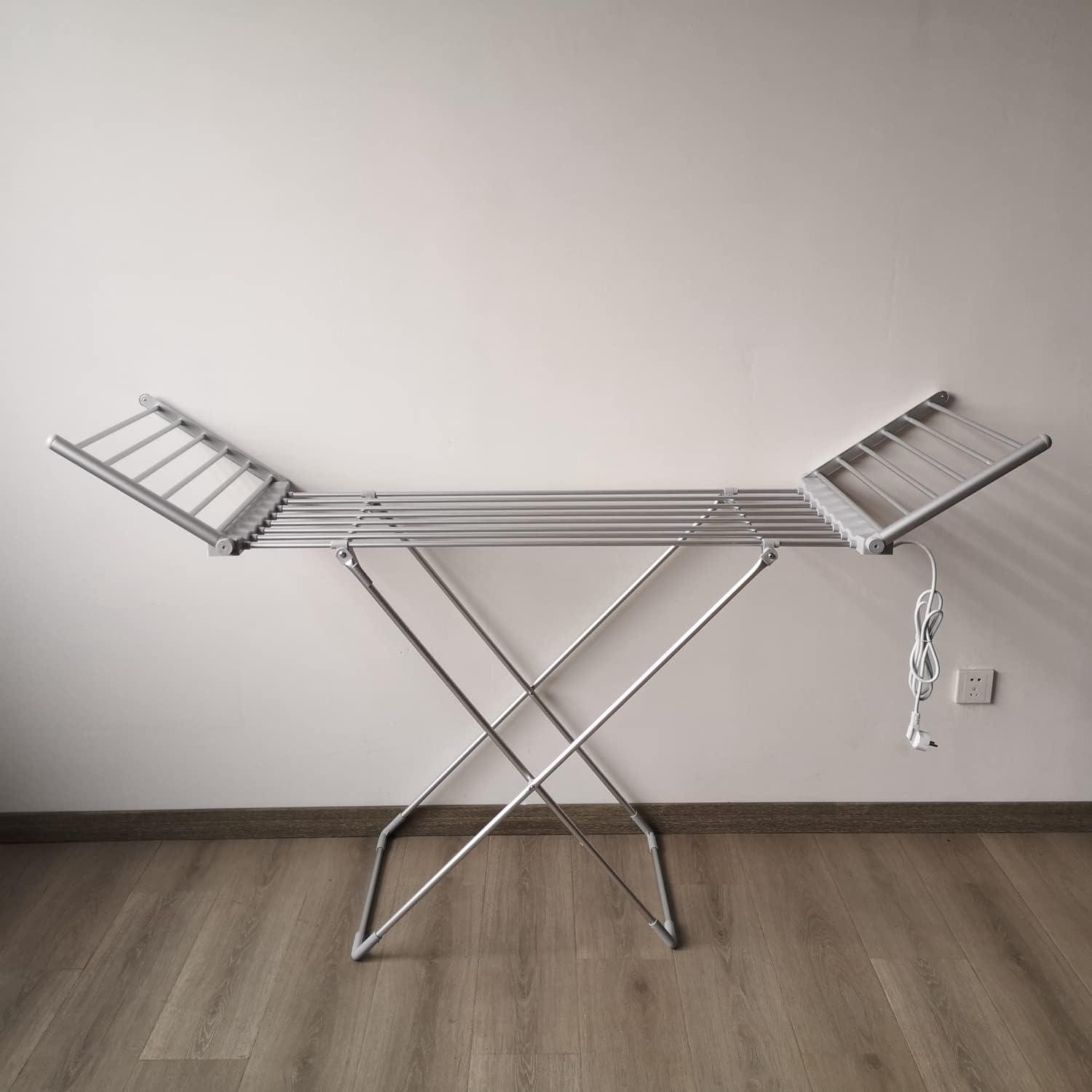 Heated Clothes Drying Rack, Folding Electric Clothes Drying Rack, Collapsible Laundry Drying Rack, Free-Standing Heating Garment Dryer Towel Rail Space Saving for Home Indoor/Outdoor