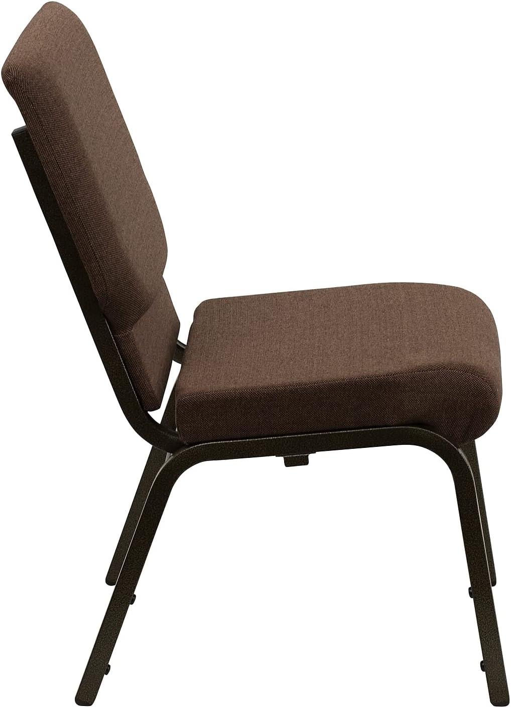 Elegant Brown Dot Fabric Stacking Chair with Gold Vein Metal Frame