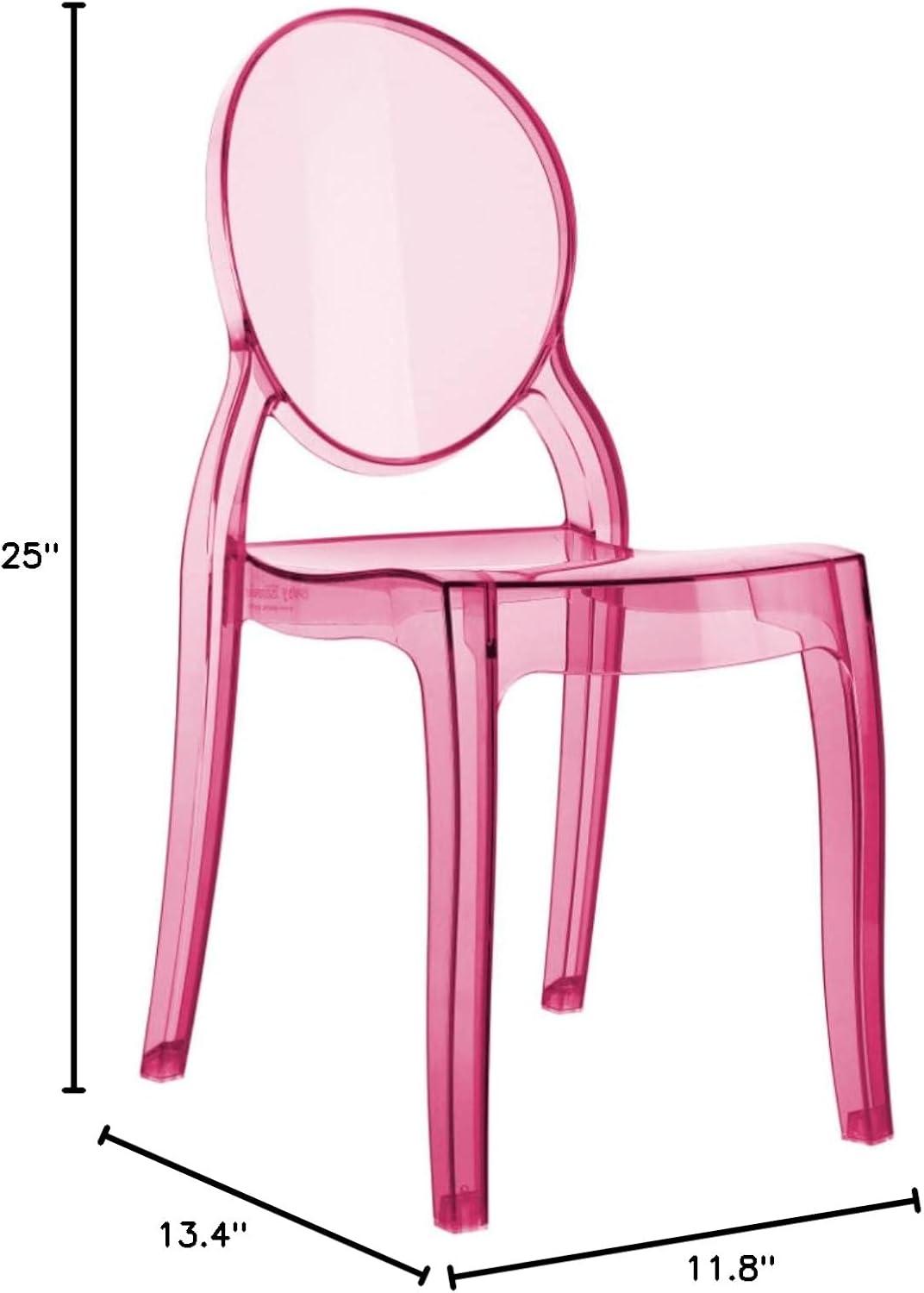 Modern Elizabeth Transparent Pink Polycarbonate Kids Dining Chair