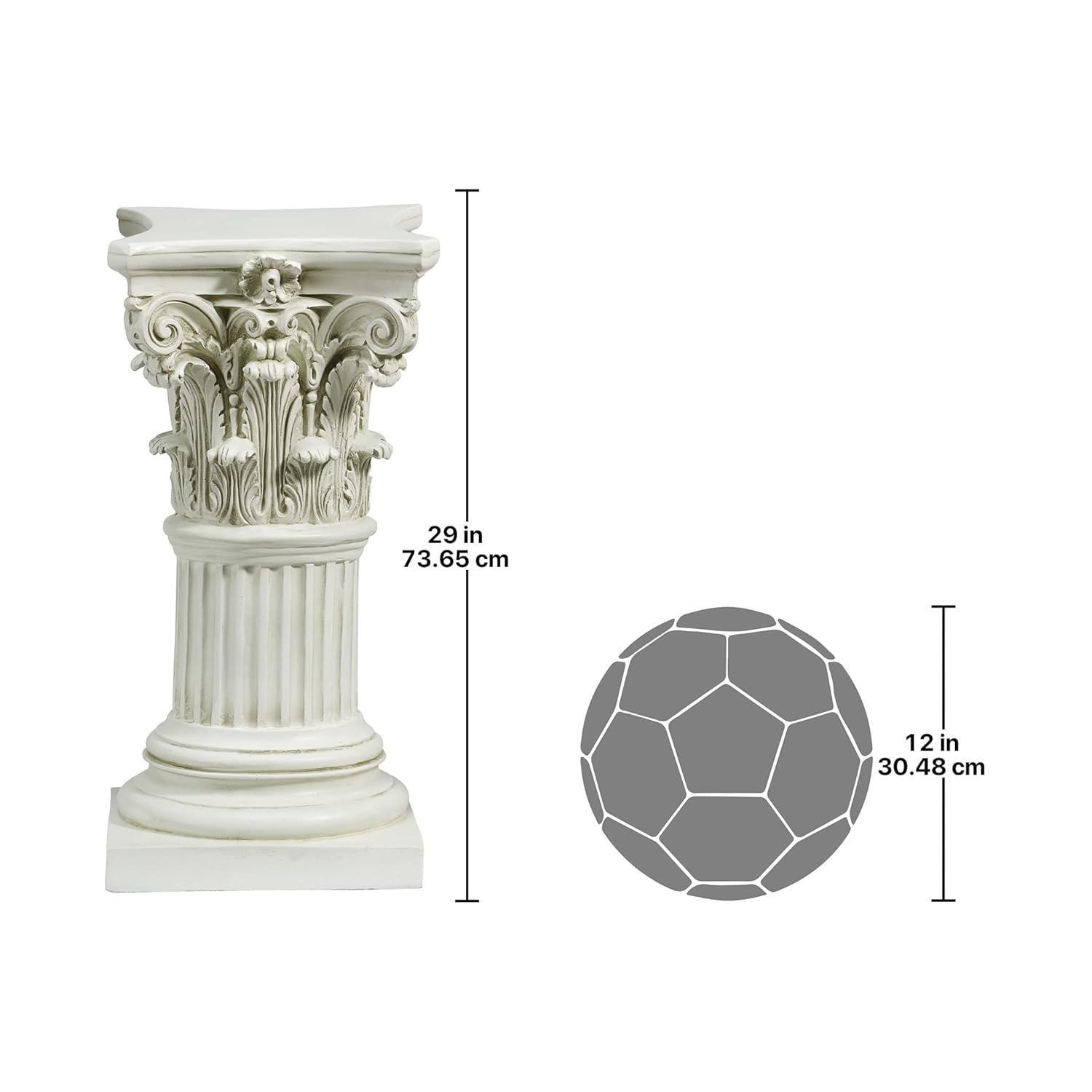 Design Toscano Corinthian Pedestal Column Plant Stand, Medium 29 Inch Tall, Cast Stone Resin, Antique Stone Finish