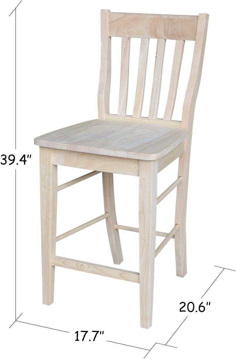 Traditional Unfinished Solid Parawood 24" Cafe Barstool